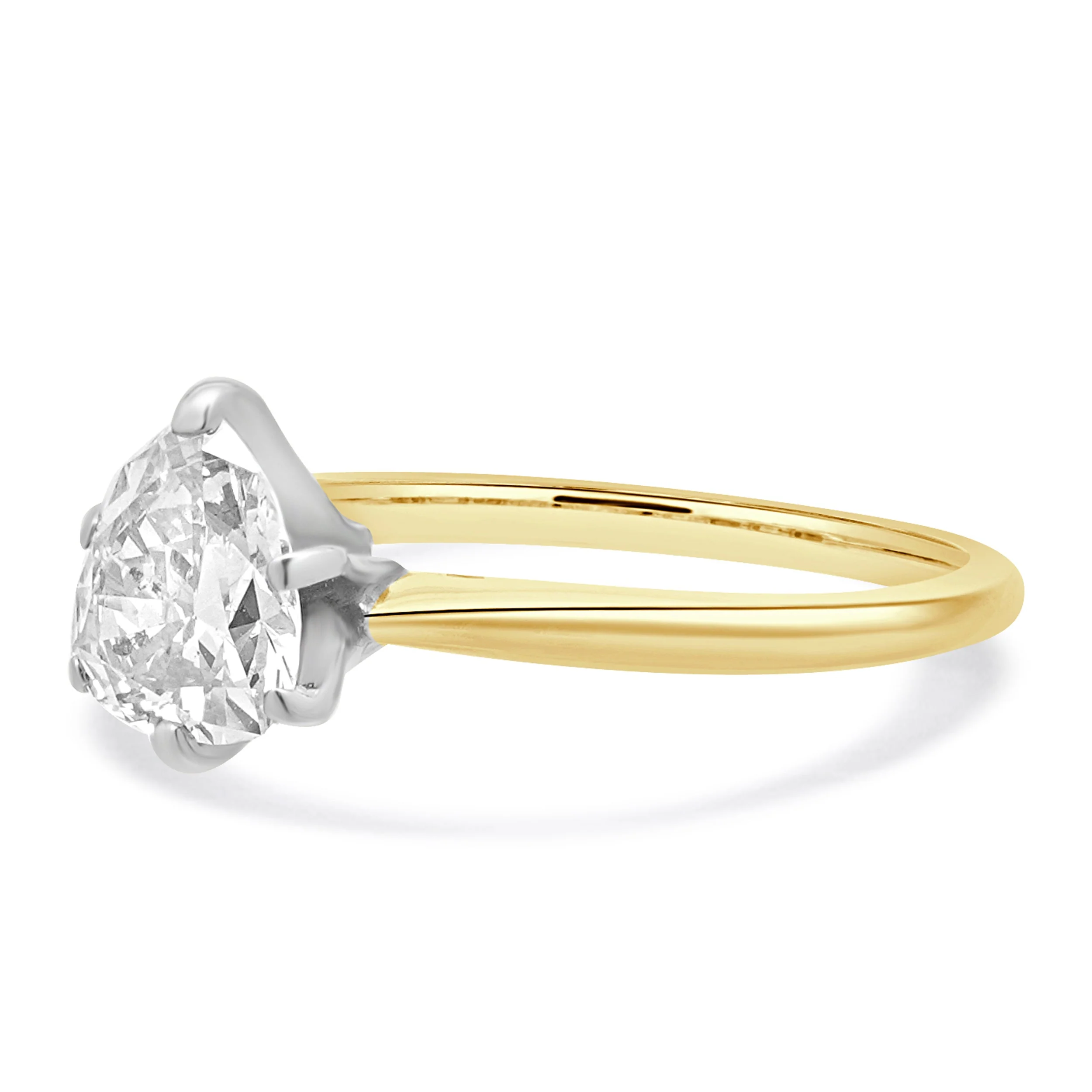 14 Karat Two Tone Pear Shaped Diamond Solitaire Ring - Image 2