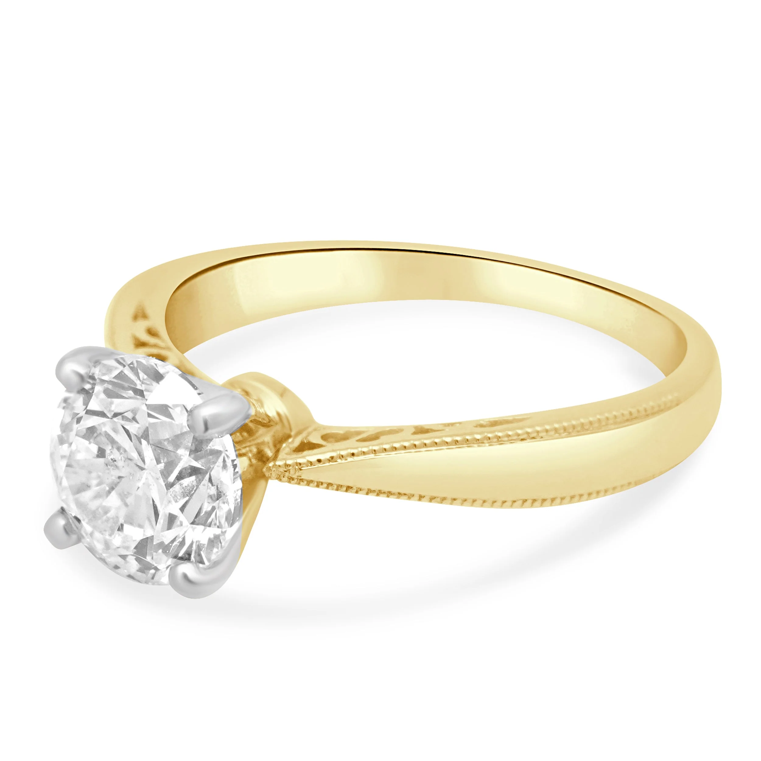 14 Karat Two-Tone Yellow & White Gold GIA Certified Round Brilliant Cut Diamond Solitaire Engagement Ring - Image 2