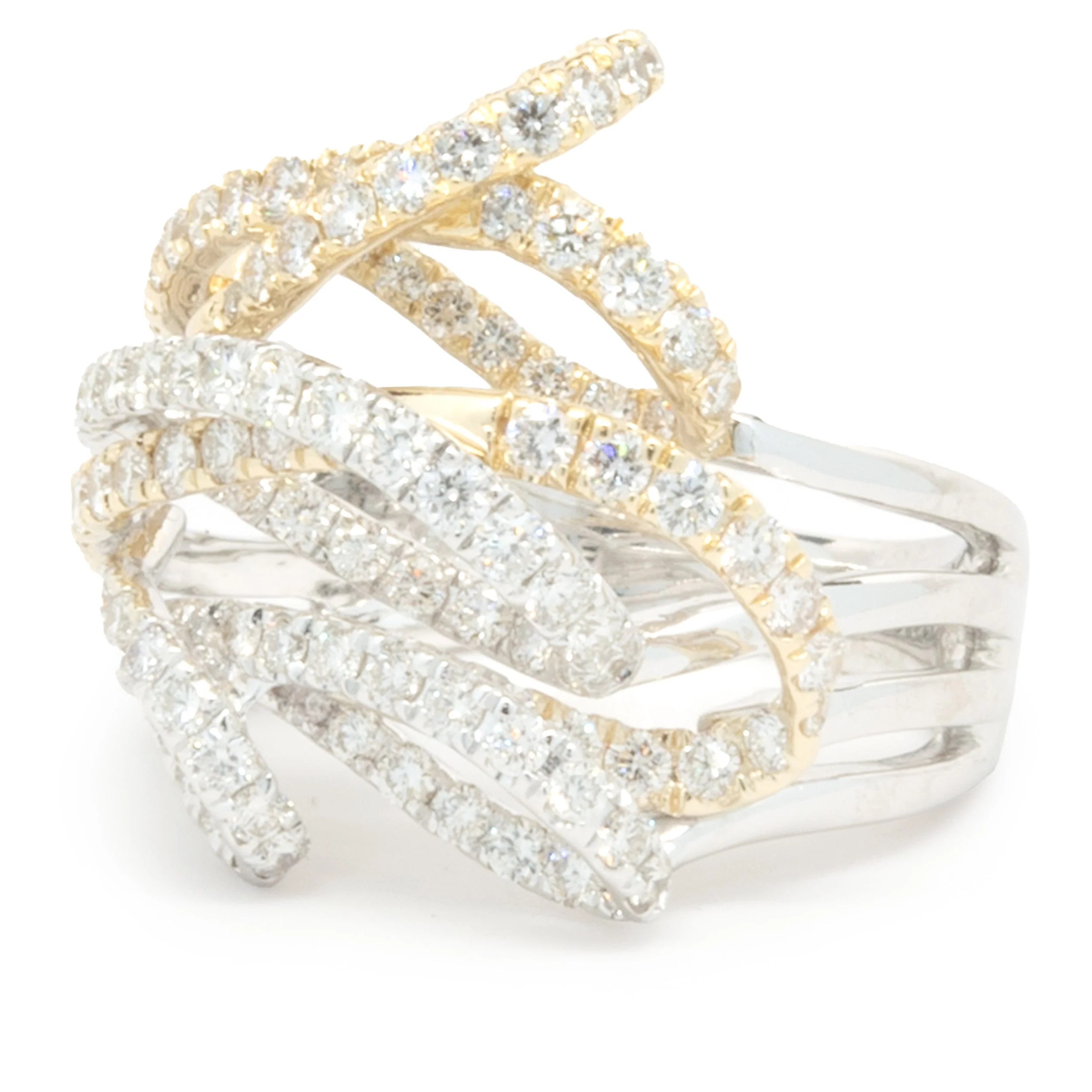14 Karat White and Yellow Gold Diamond Loop Ring - Image 2