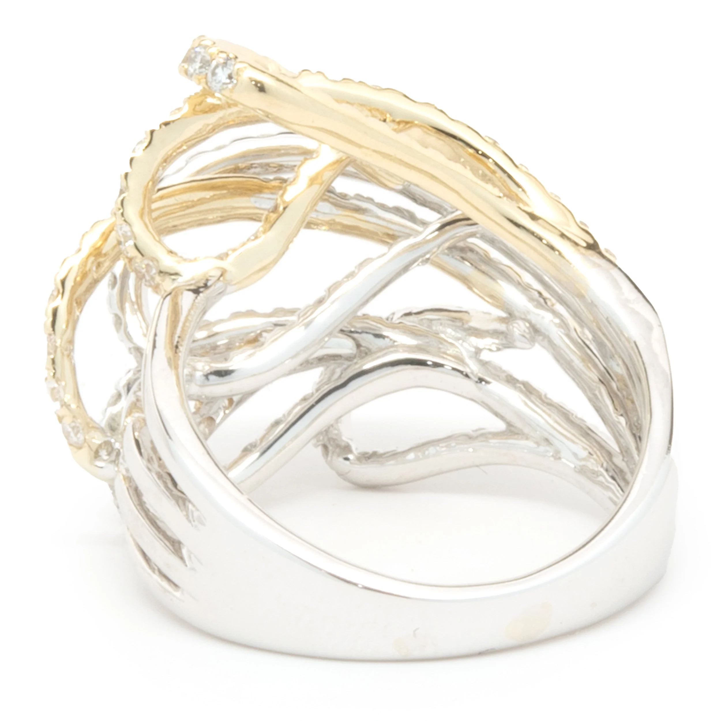 14 Karat White and Yellow Gold Diamond Loop Ring - Image 4