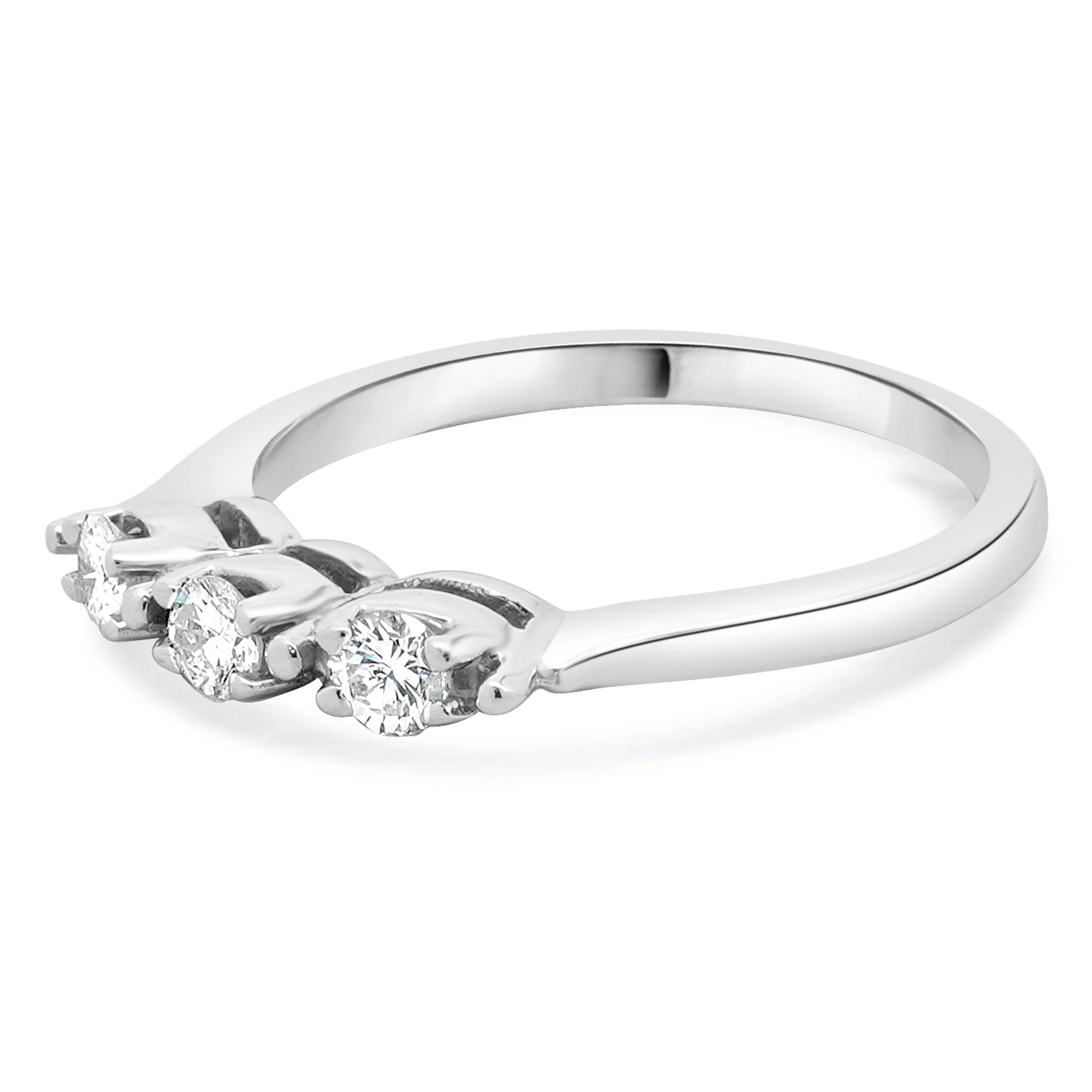 14 Karat White Gold 3 Stone Diamond Band - Image 2