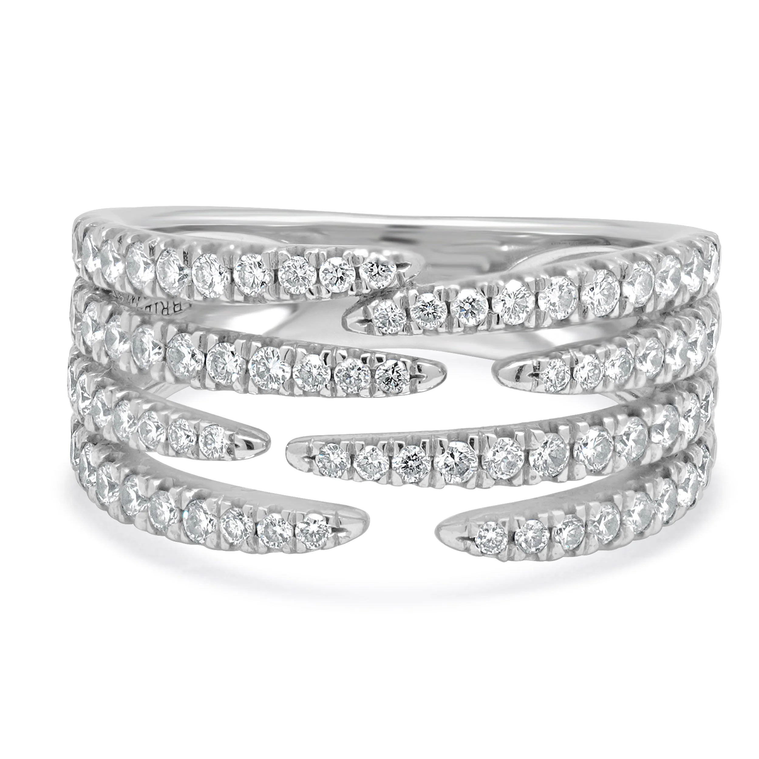 14 Karat White Gold 4 Open Row Diamond Pave Ring