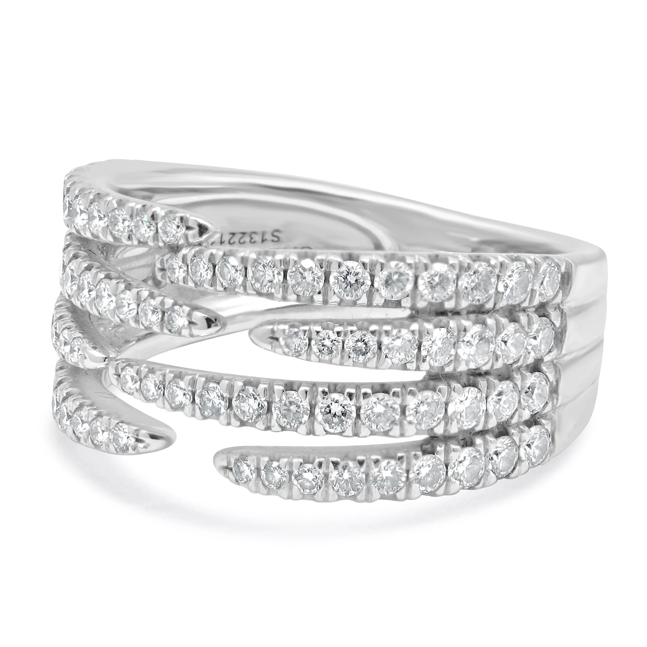 14 Karat White Gold 4 Open Row Diamond Pave Ring - Image 2