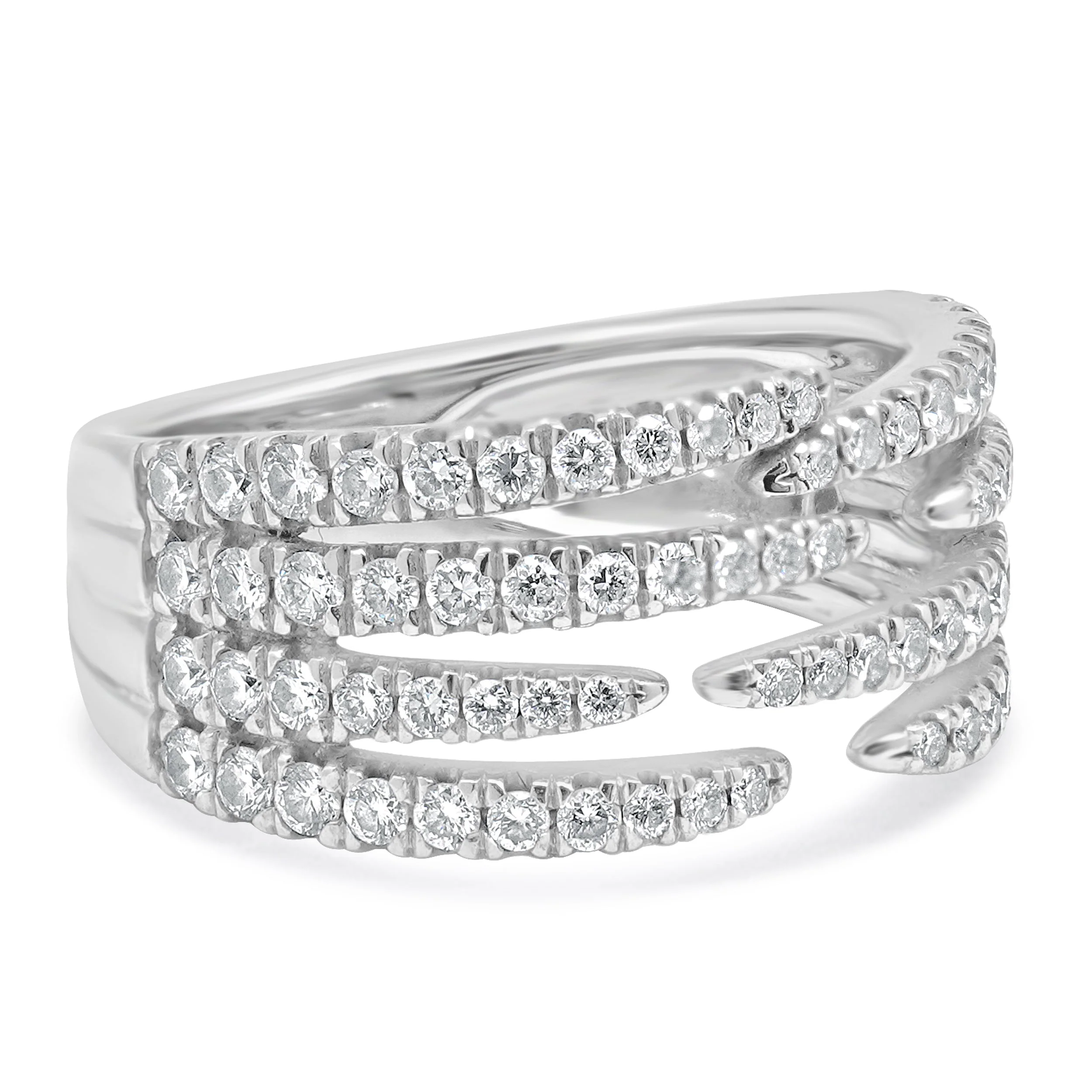 14 Karat White Gold 4 Open Row Diamond Pave Ring - Image 3