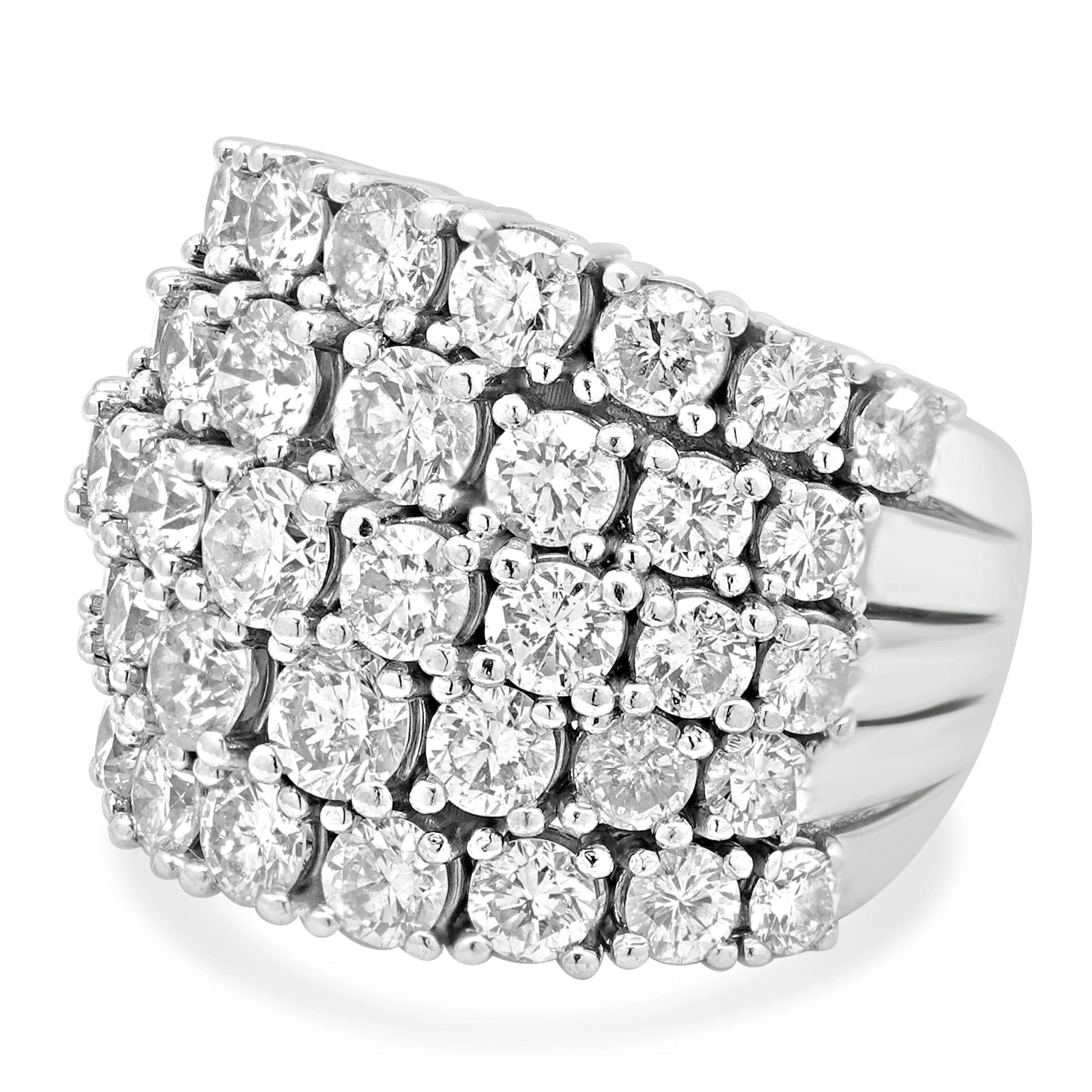 14 Karat White Gold 5-Row Prong Set Round Cut Diamond Band - Image 2