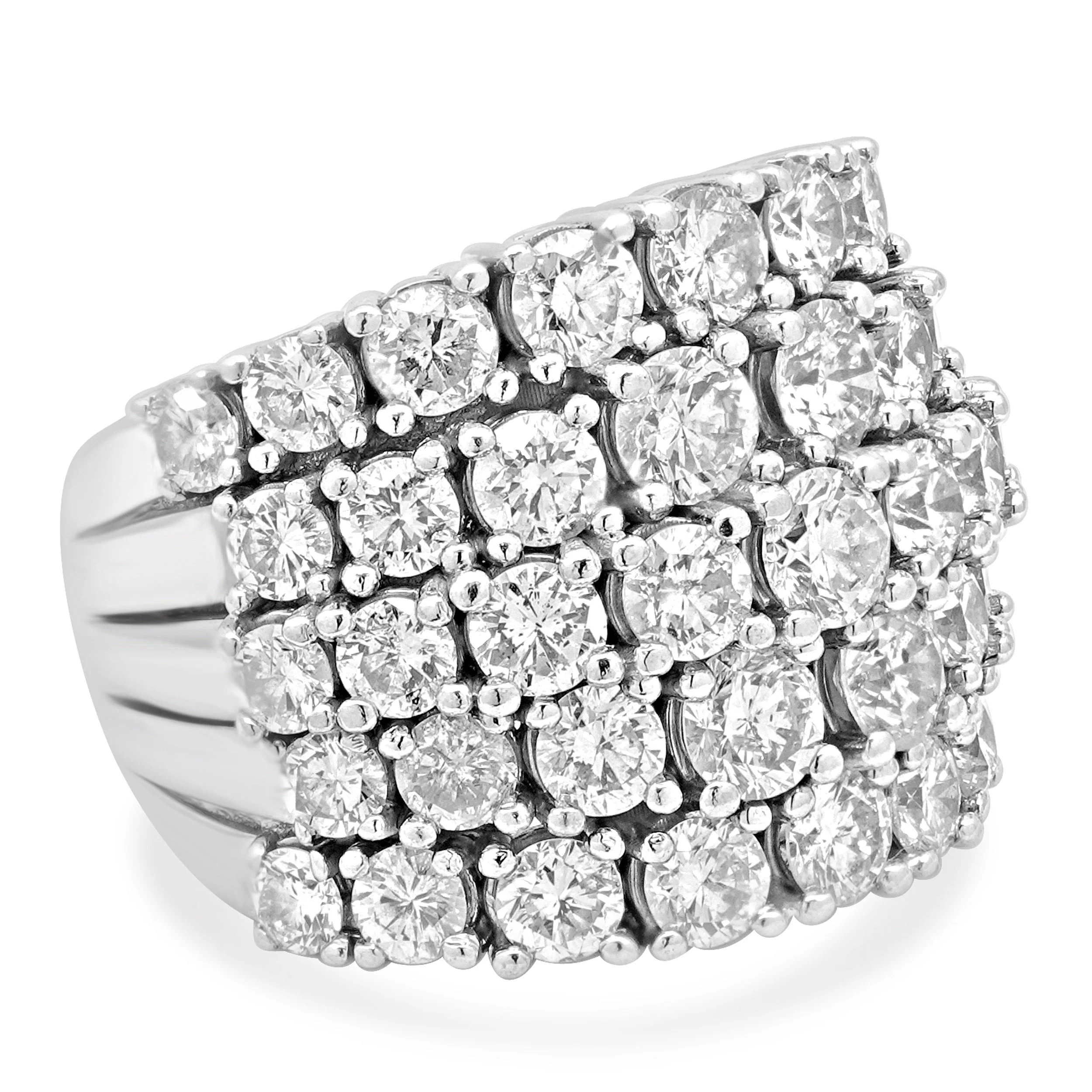 14 Karat White Gold 5-Row Prong Set Round Cut Diamond Band - Image 3