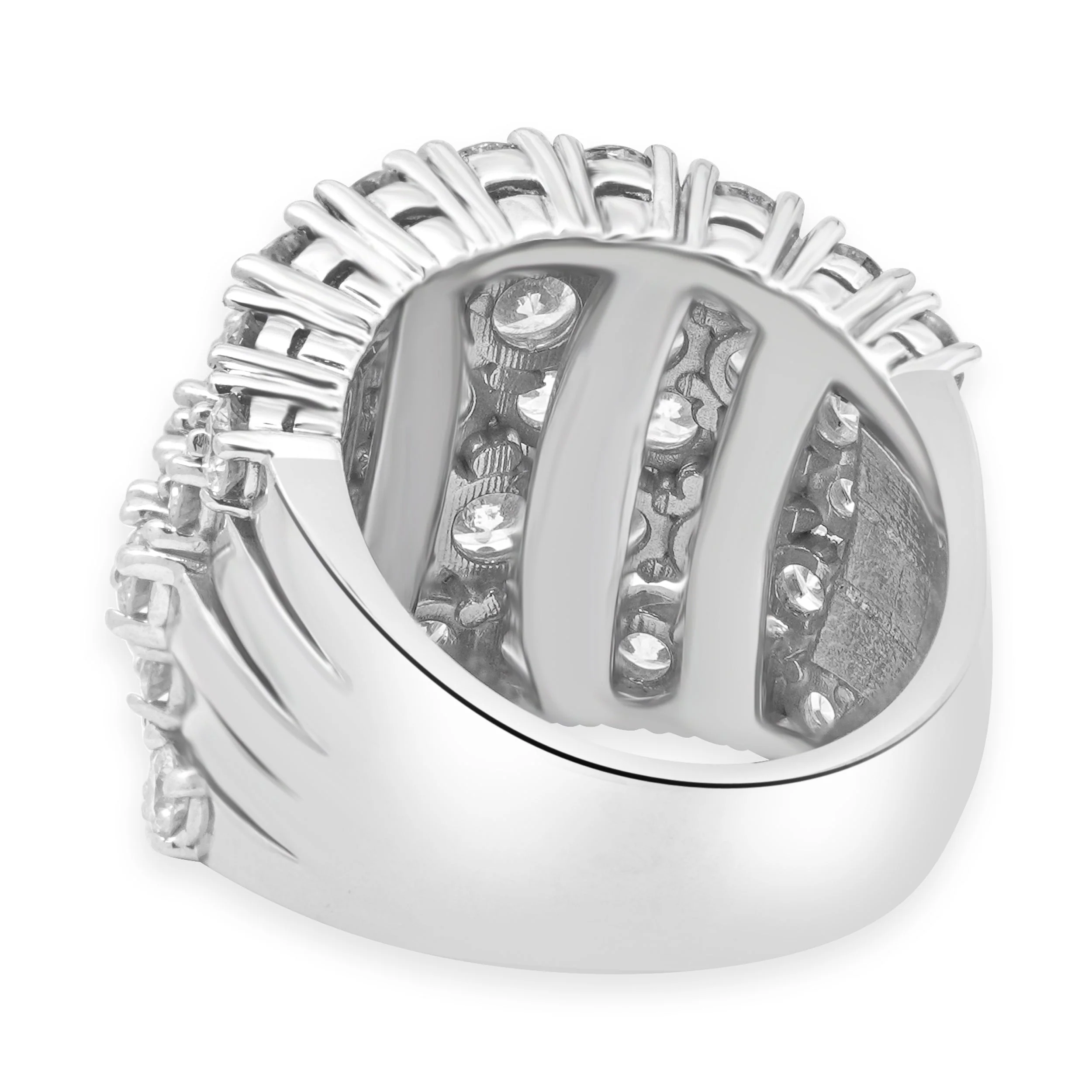 14 Karat White Gold 5-Row Prong Set Round Cut Diamond Band - Image 4