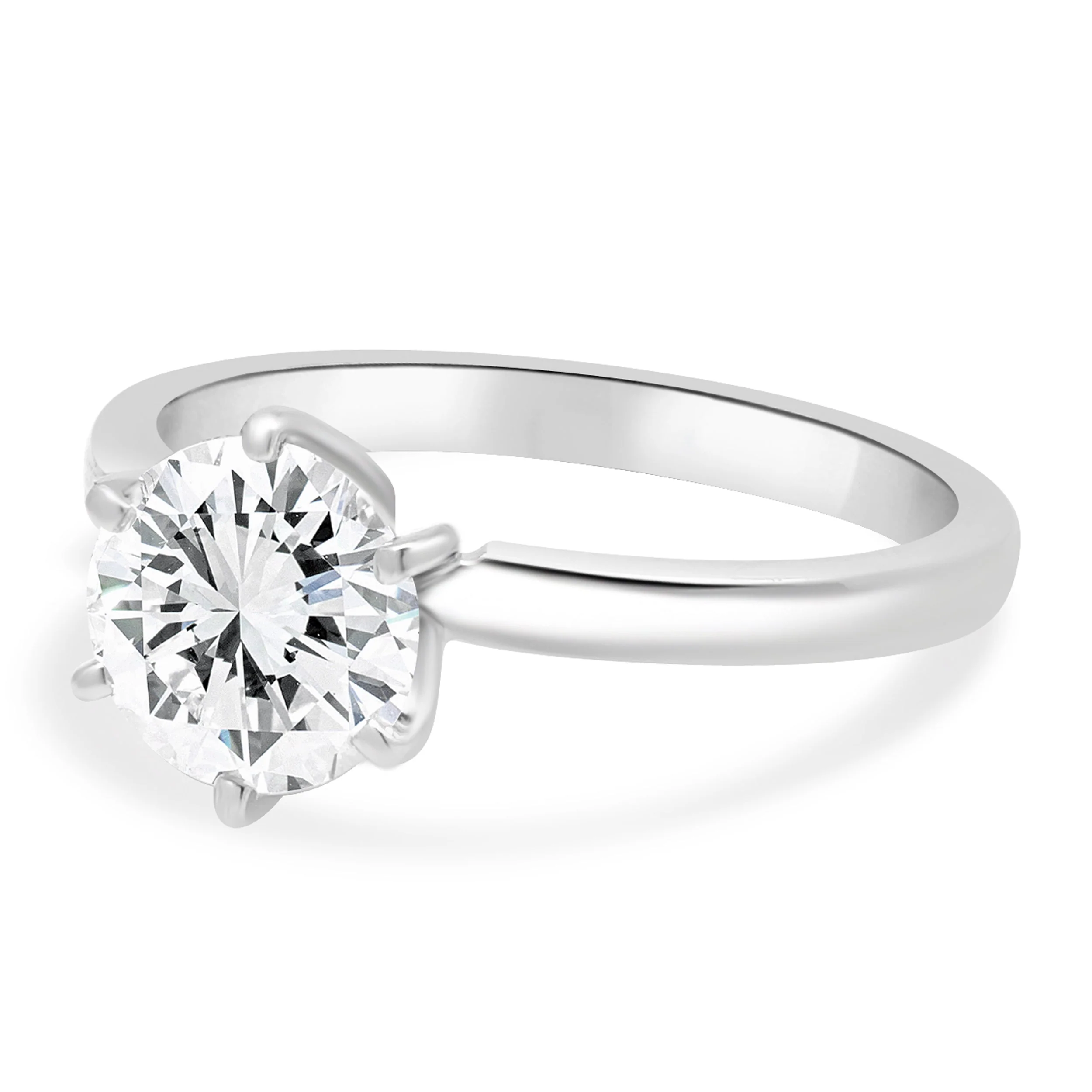 14 Karat White Gold 6-Prong Set Round Brilliant Cut Diamond Solitaire Engagement Ring - Image 2