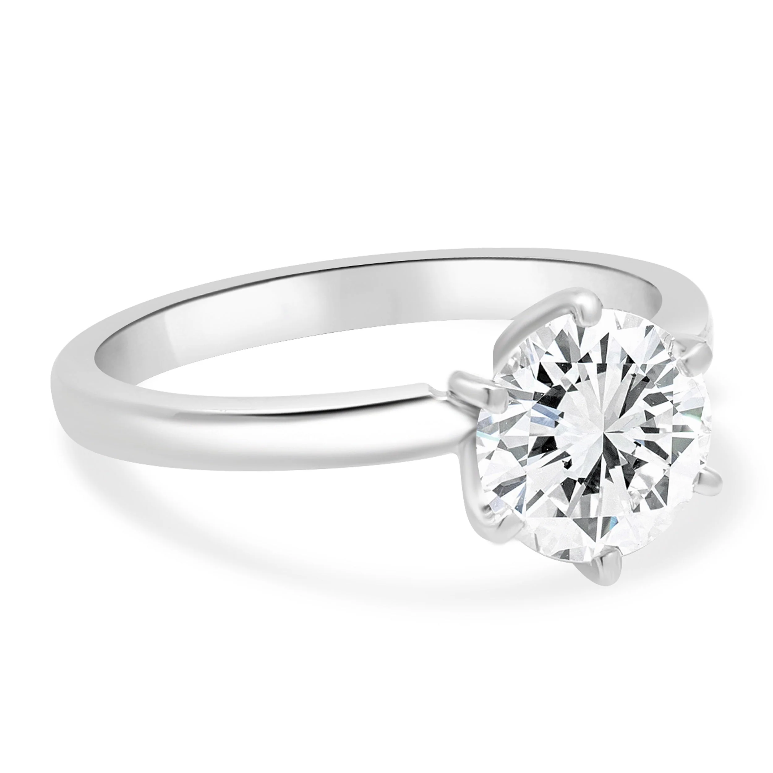 14 Karat White Gold 6-Prong Set Round Brilliant Cut Diamond Solitaire Engagement Ring - Image 3