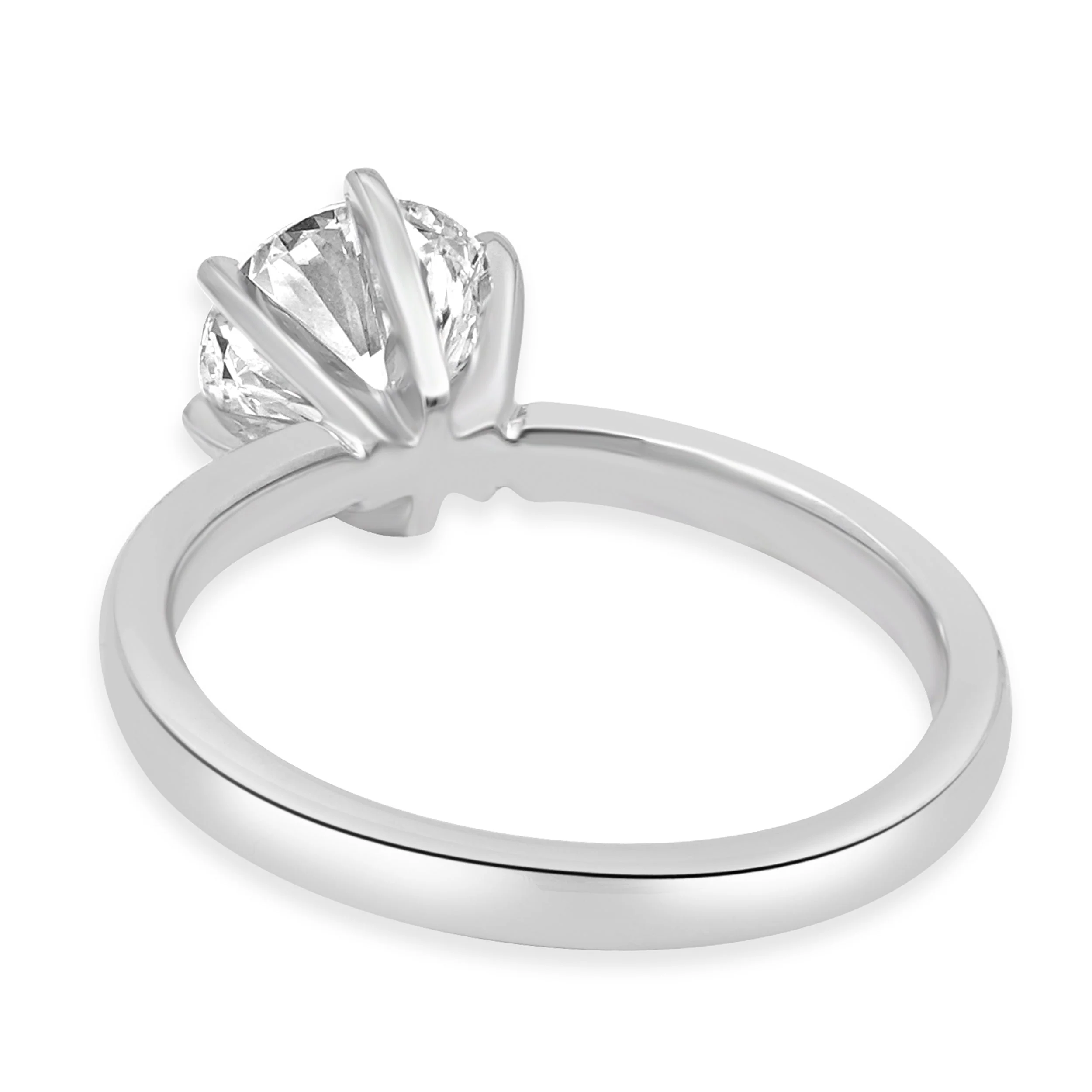 14 Karat White Gold 6-Prong Set Round Brilliant Cut Diamond Solitaire Engagement Ring - Image 4