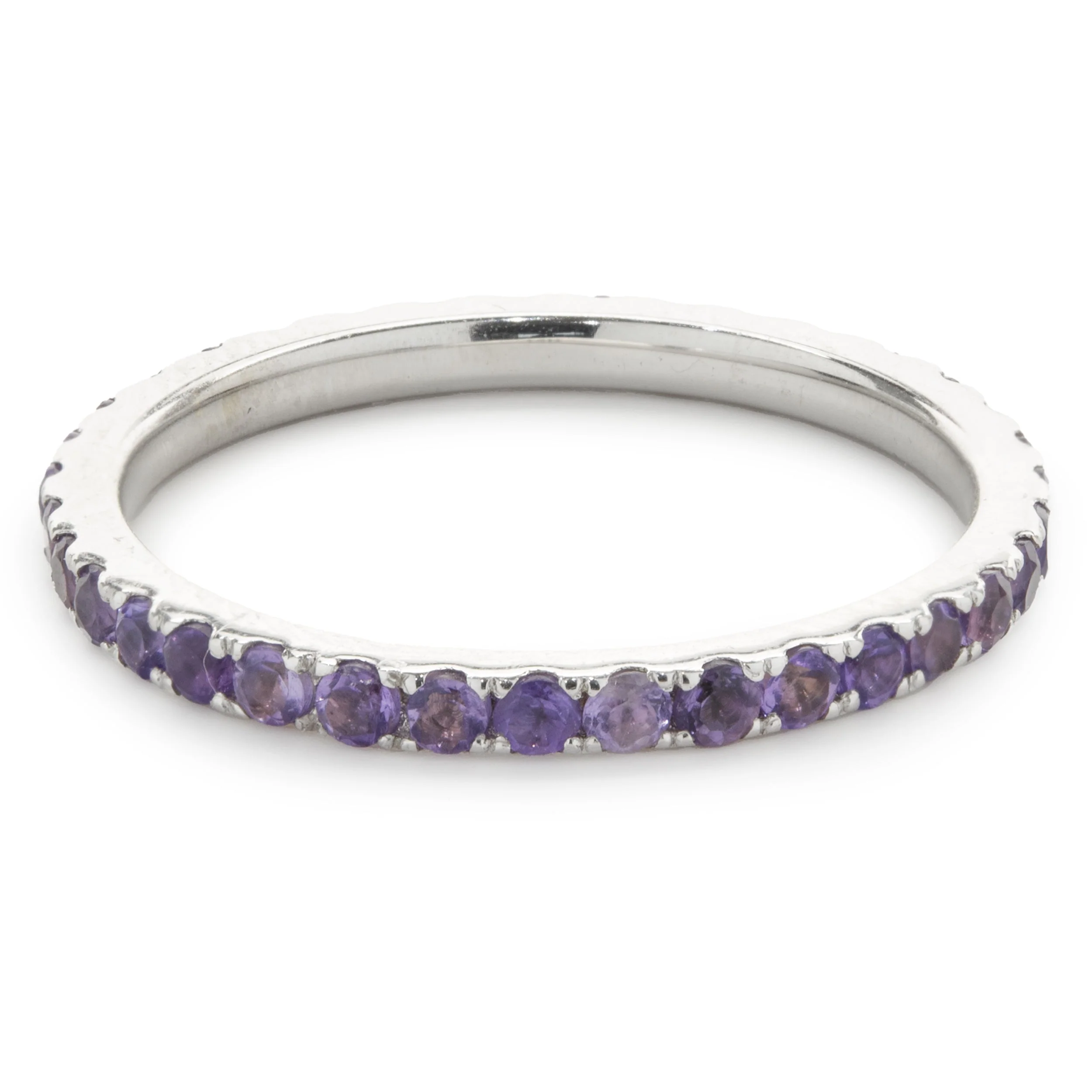 14 Karat White Gold Amethyst Eternity Band