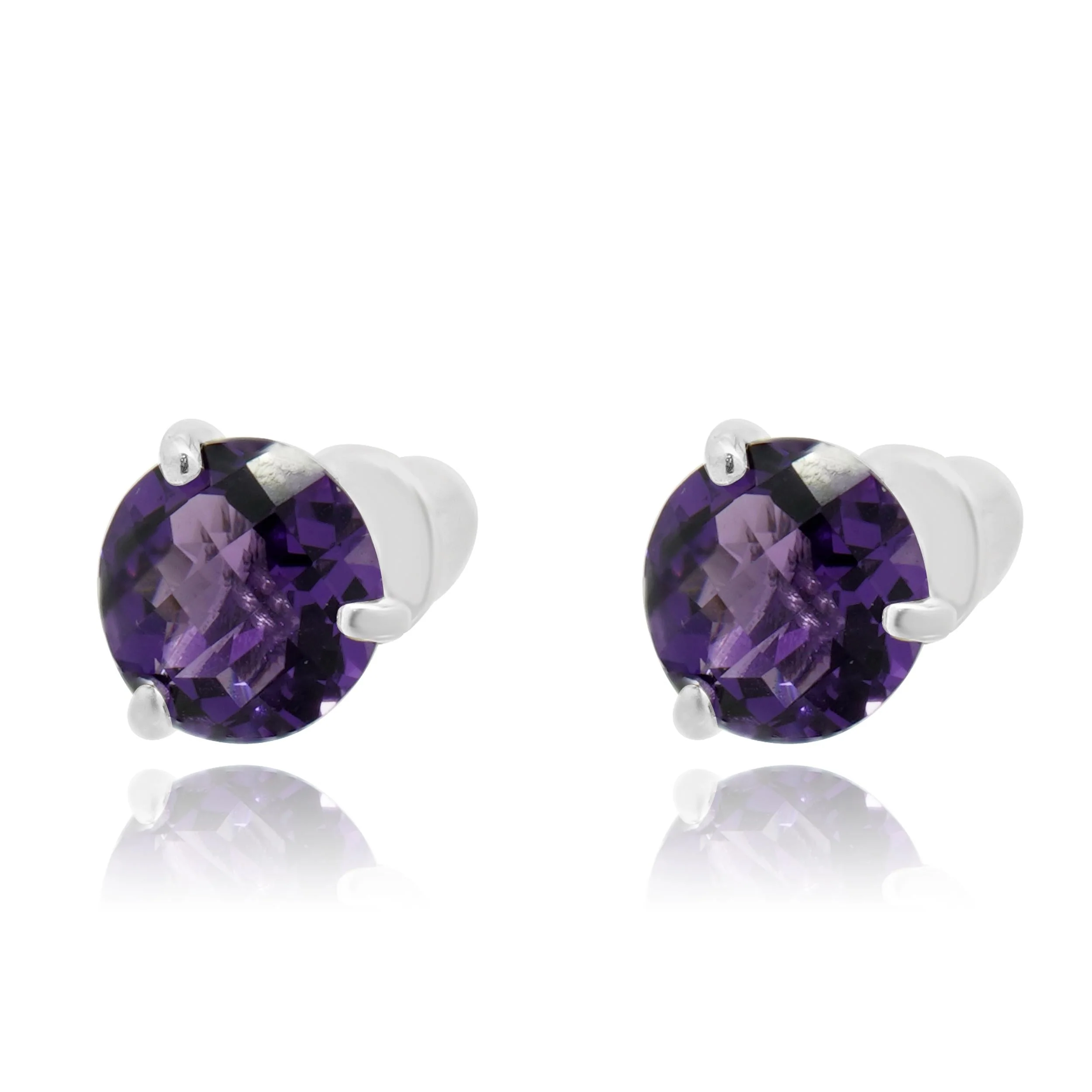 14 Karat White Gold Amethyst Stud Earrings