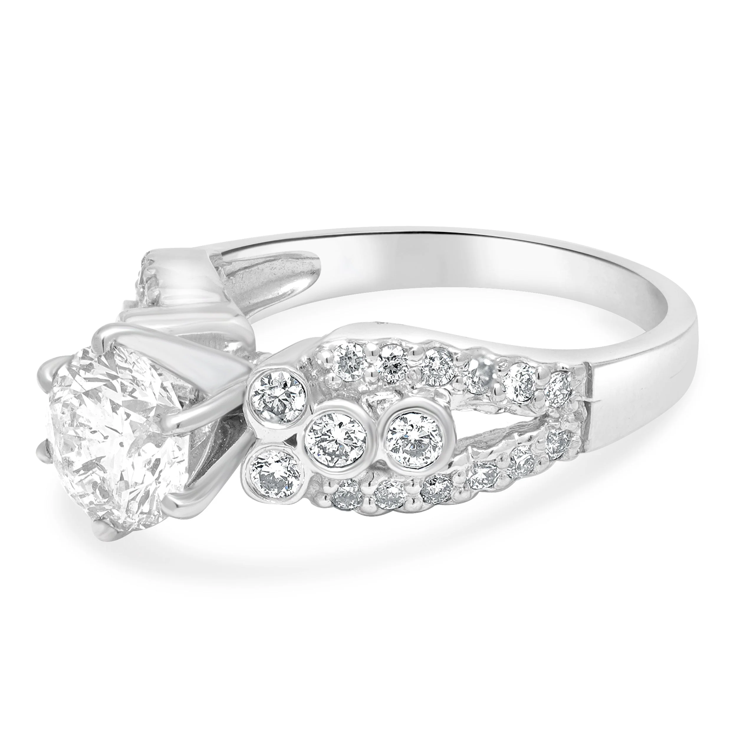 14 Karat White Gold and Round Brilliant Cut Diamond Engagement Ring - Image 2
