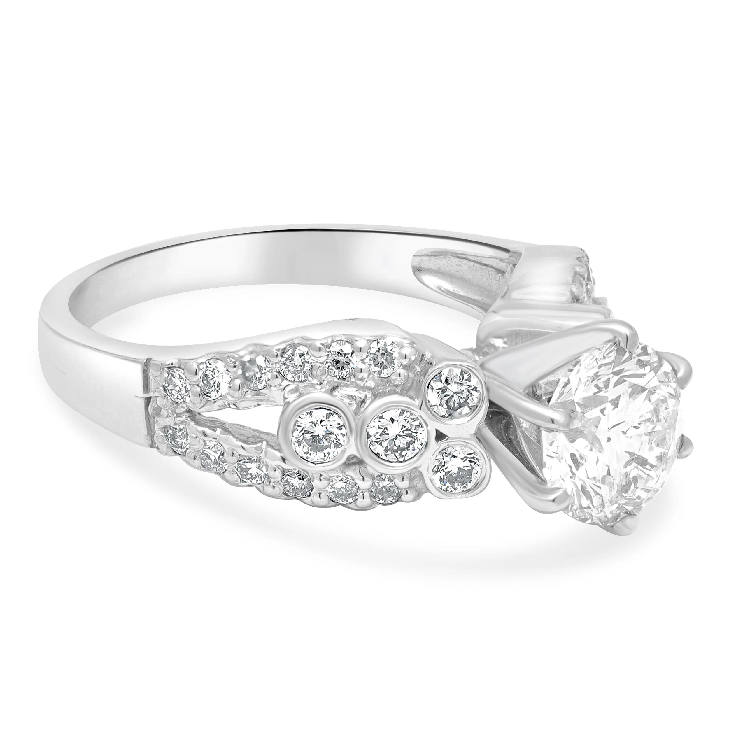 14 Karat White Gold and Round Brilliant Cut Diamond Engagement Ring - Image 3
