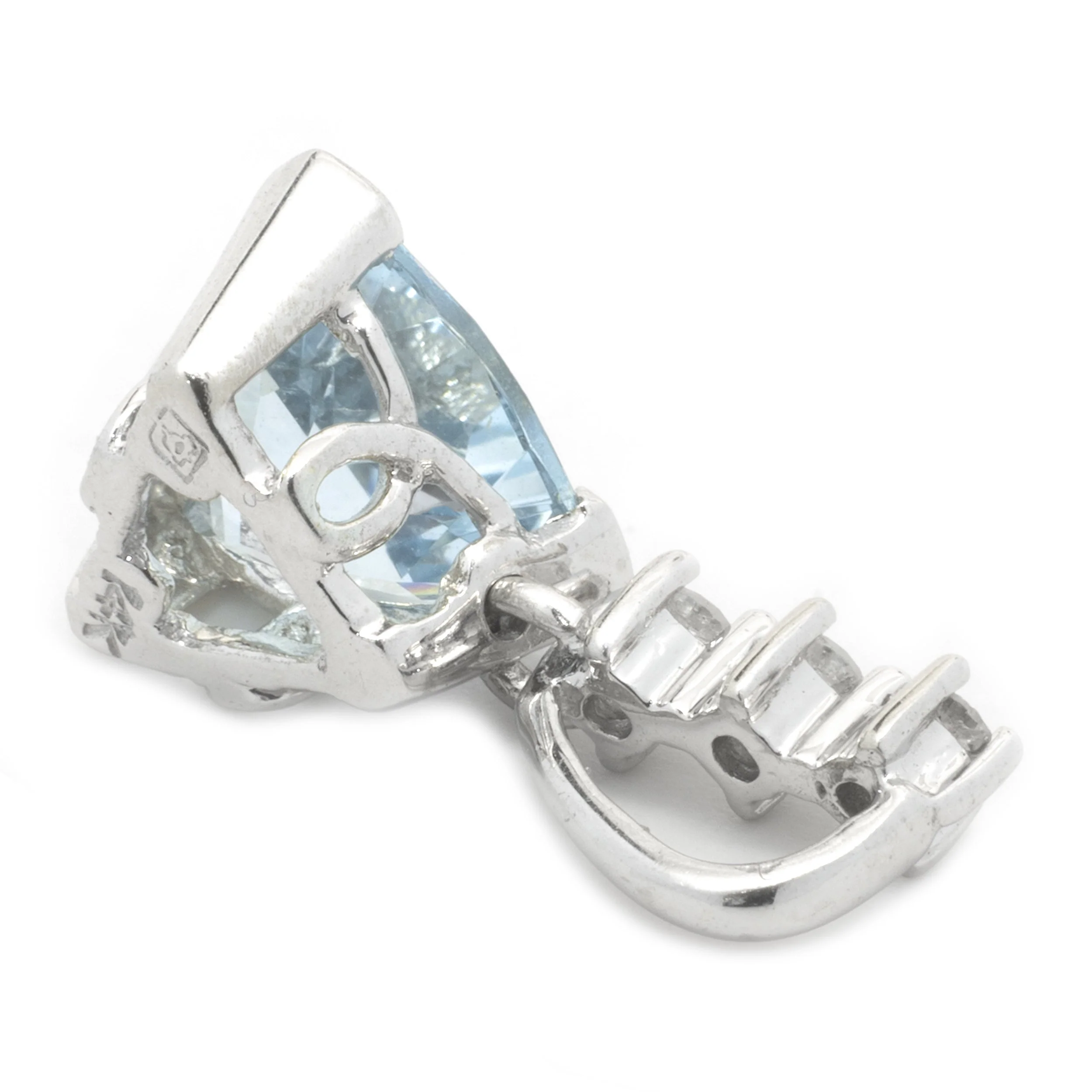 14 Karat White Gold Aquamarine and Diamond Pendant - Image 3