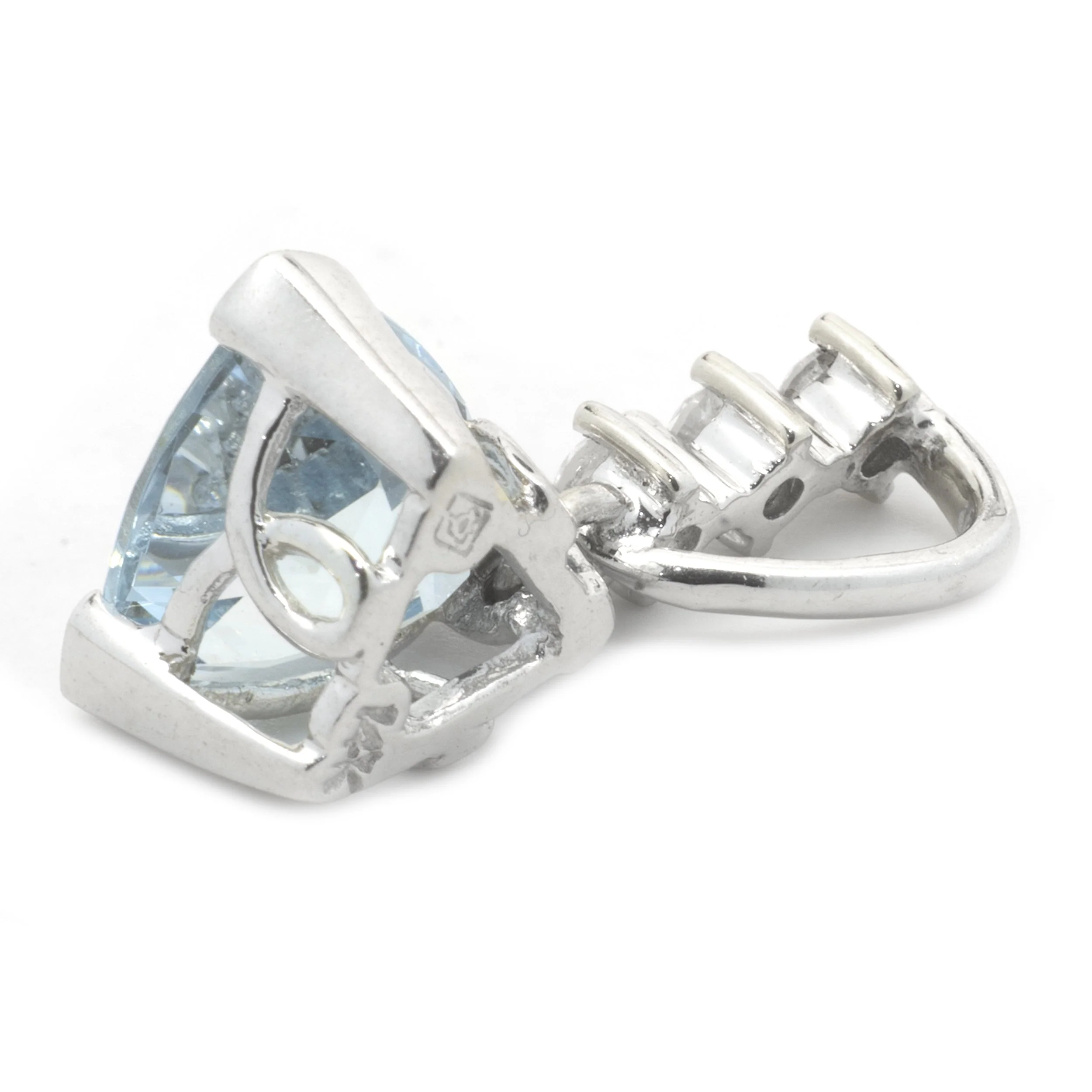 14 Karat White Gold Aquamarine and Diamond Pendant - Image 4