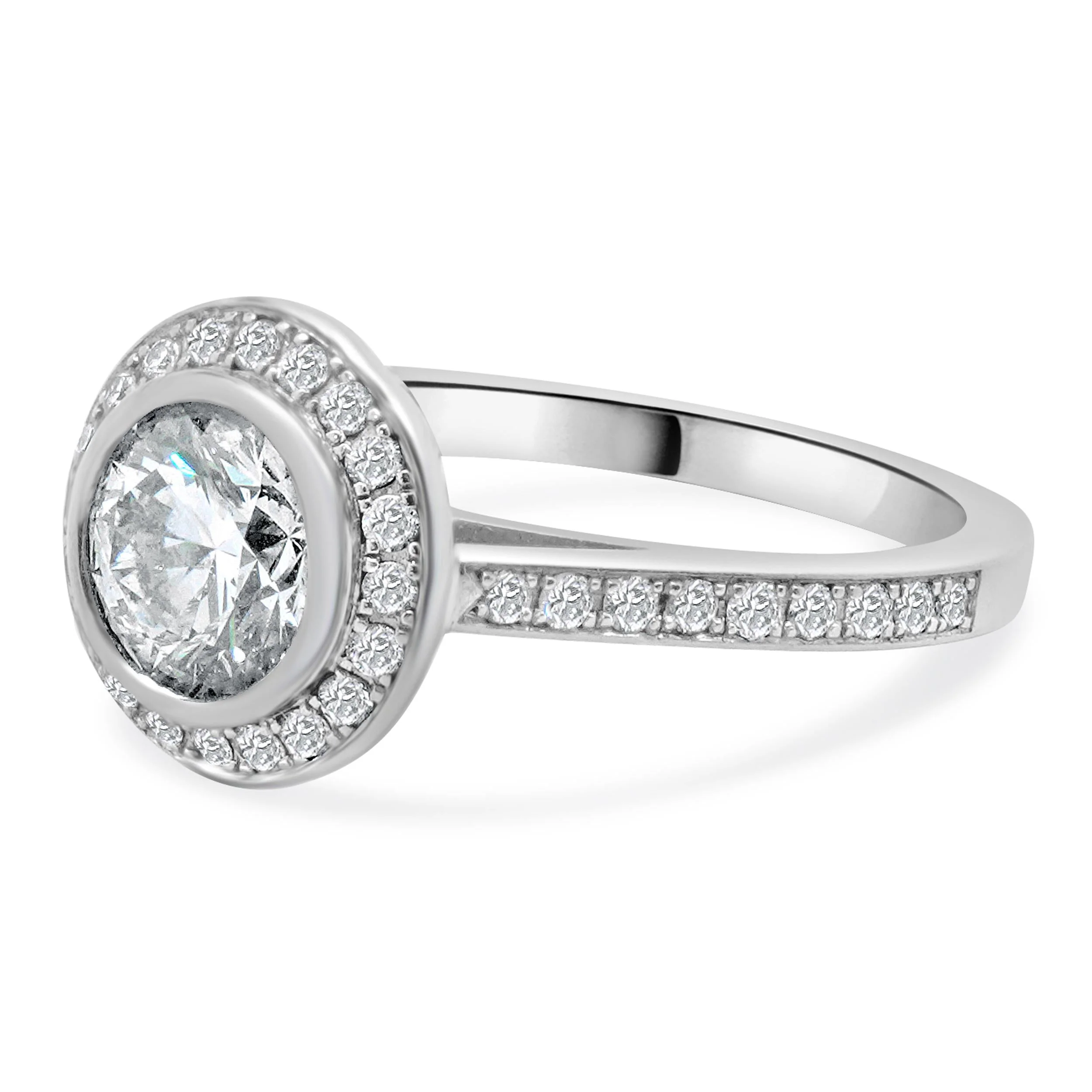 14 Karat White Gold Bezel Set Diamond Engagement Ring - Image 2