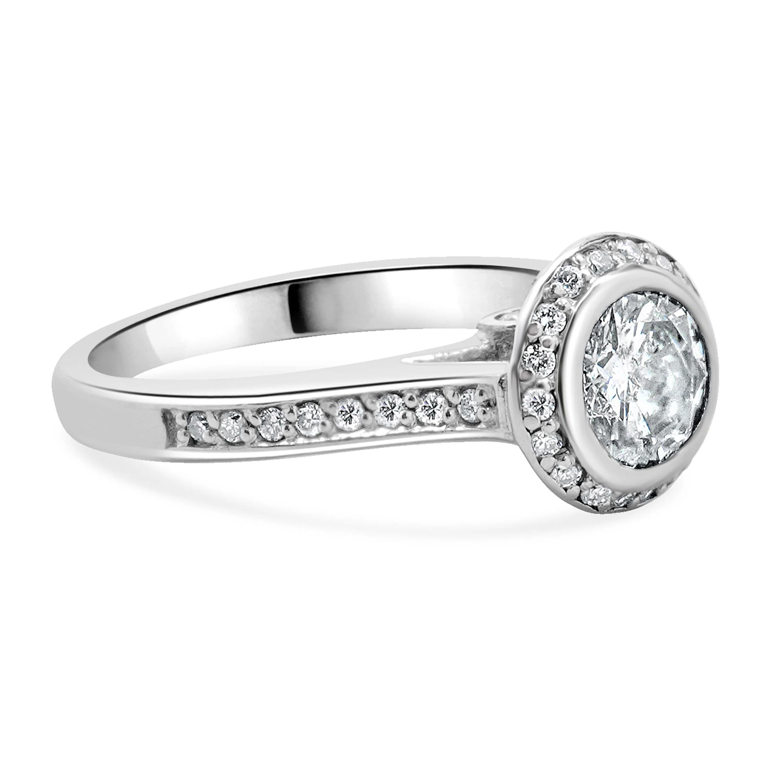 14 Karat White Gold Bezel Set Diamond Engagement Ring - Image 2