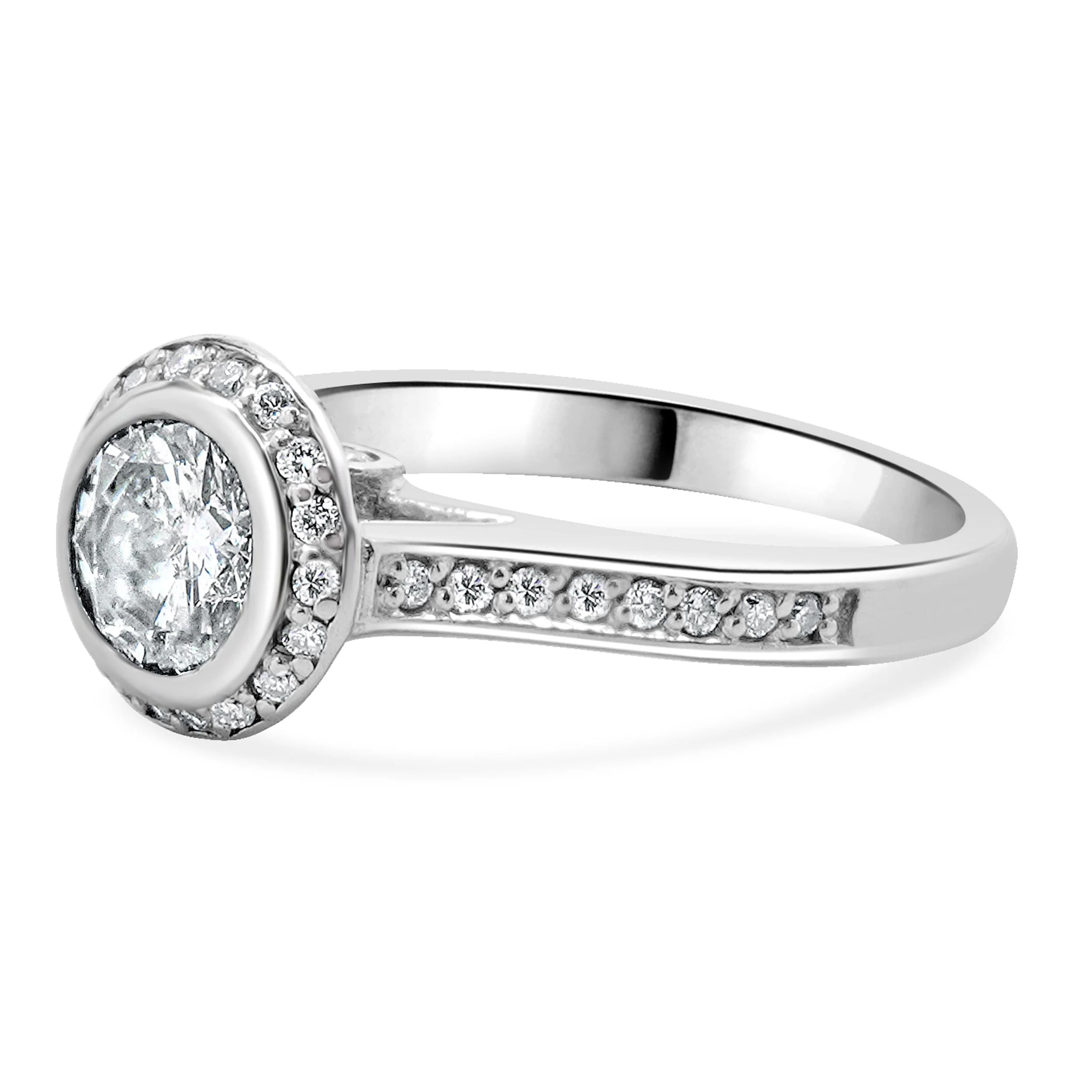 14 Karat White Gold Bezel Set Diamond Engagement Ring - Image 4
