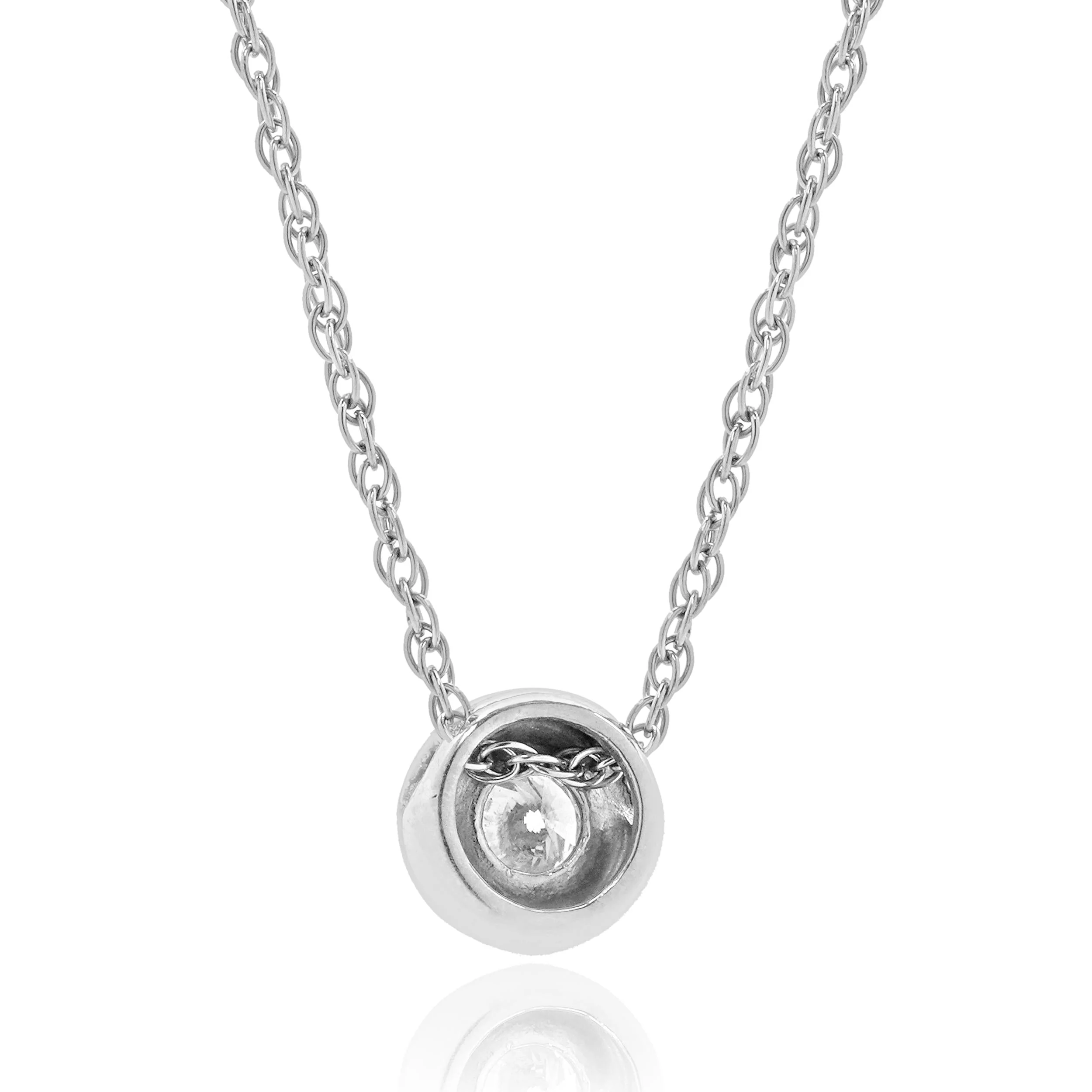 14 Karat White Gold Bezel Set Diamond Necklace - Image 3