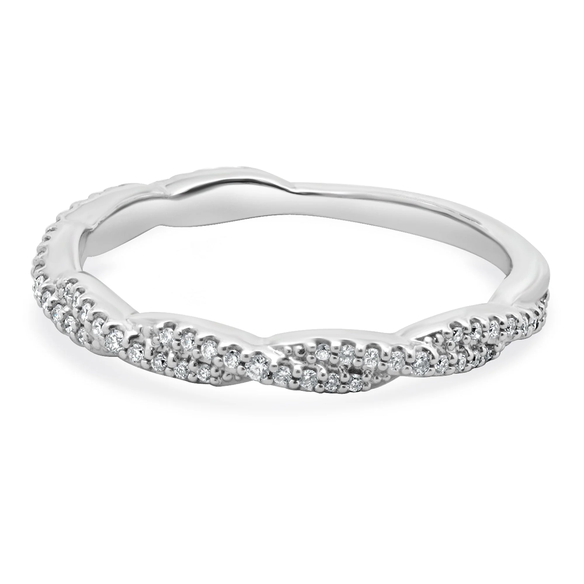 14 Karat White Gold Braided Diamond Band - Image 2