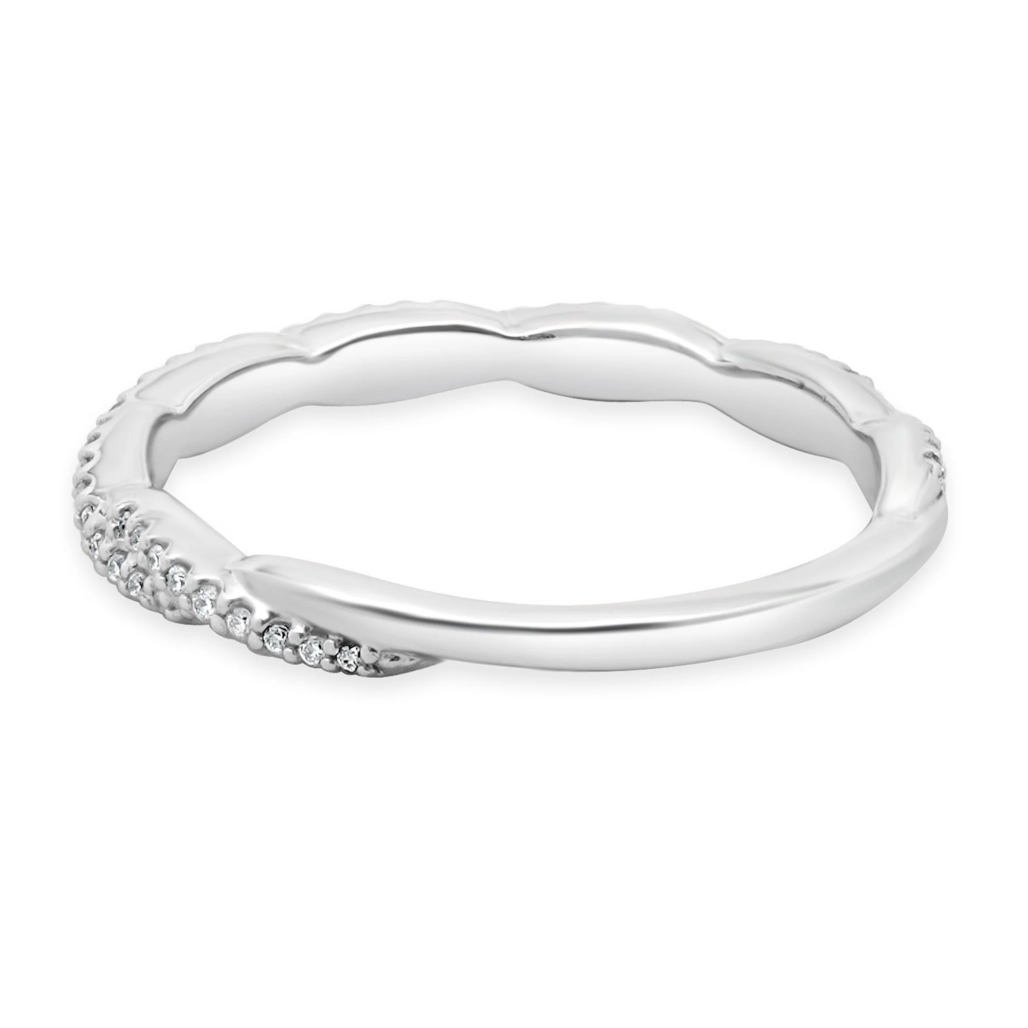 14 Karat White Gold Braided Diamond Band - Image 3