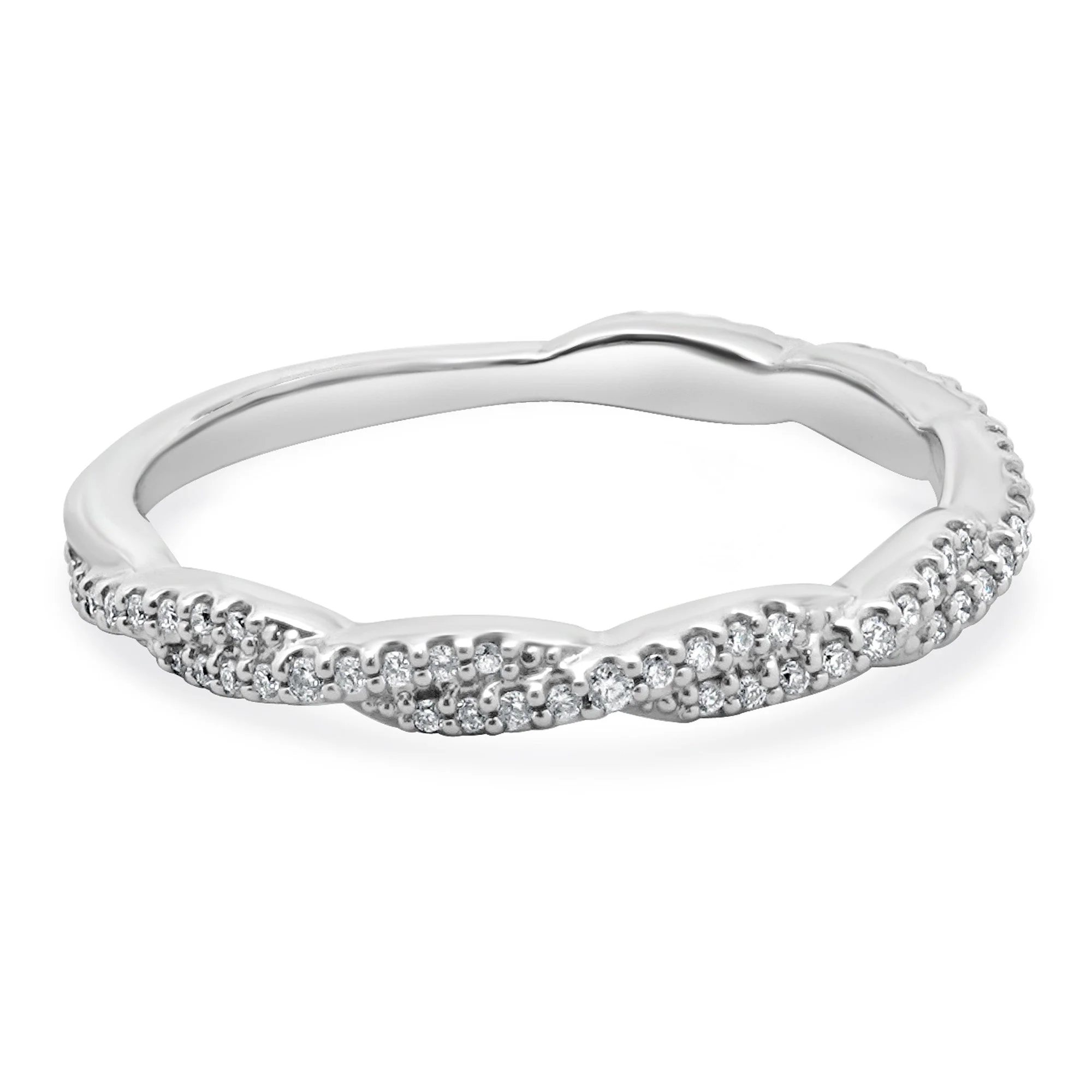 14 Karat White Gold Braided Diamond Band - Image 4