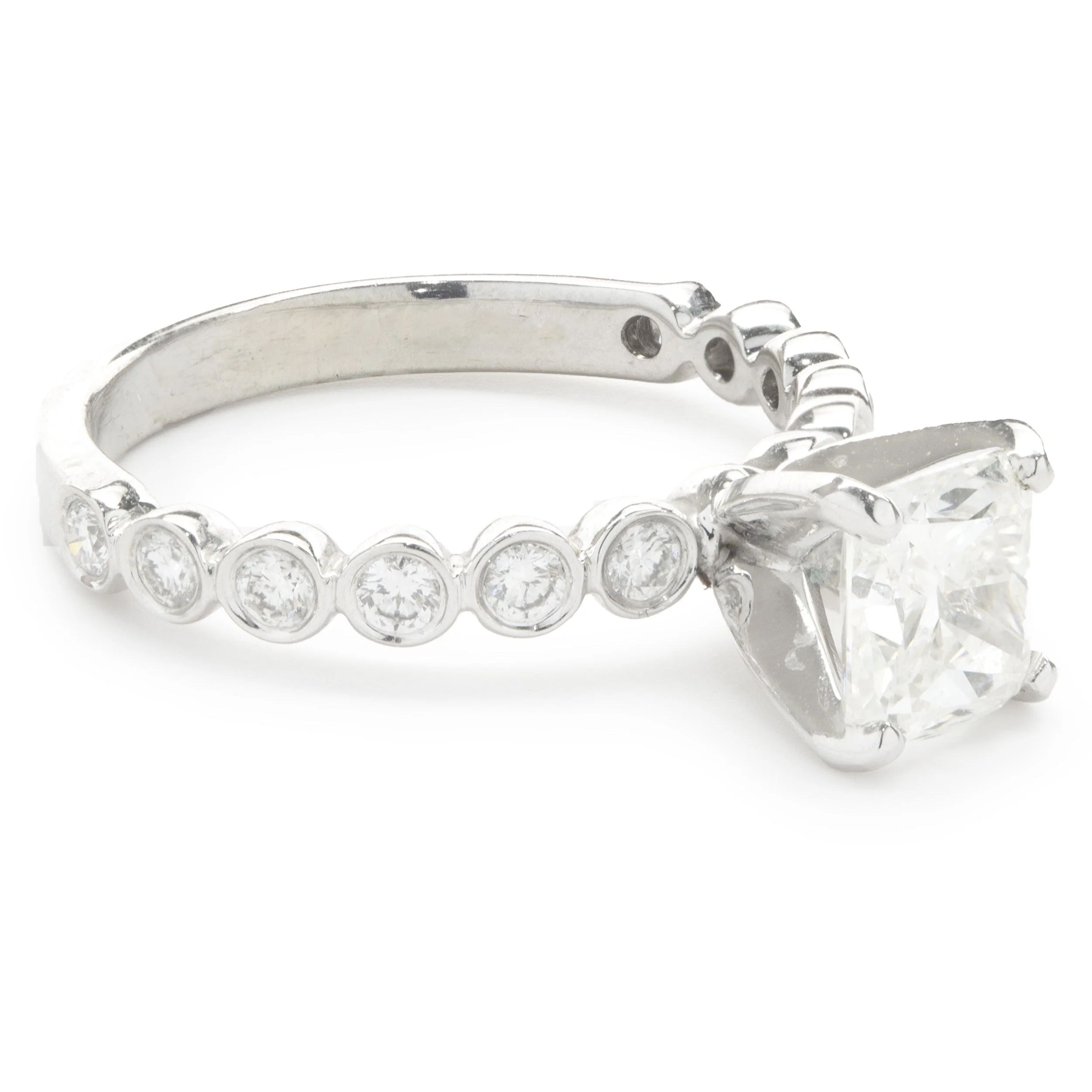 14 Karat White Gold Cushion Cut Diamond Engagement Ring - Image 4