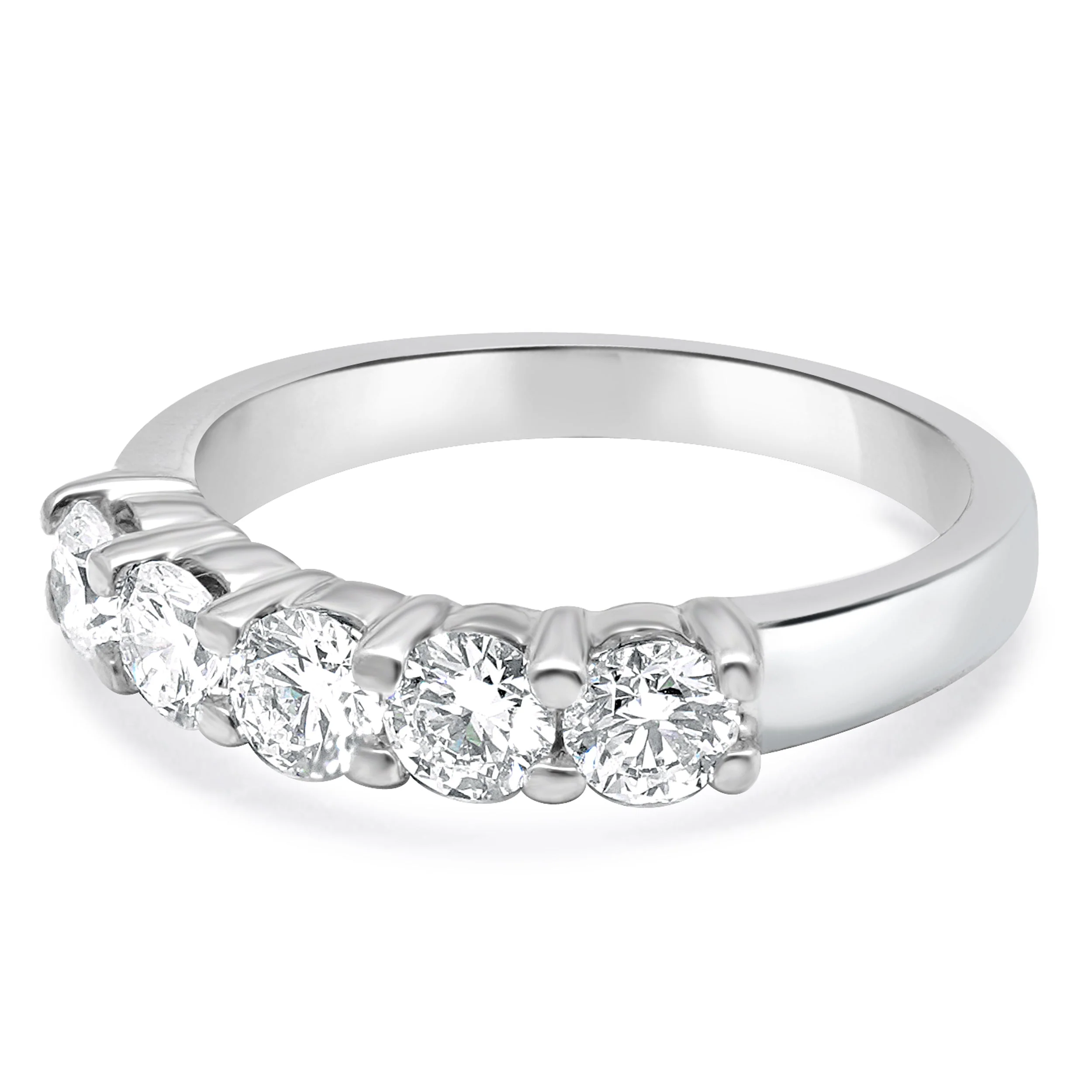 14 Karat White Gold Diamond 5 Stone Band - Image 2