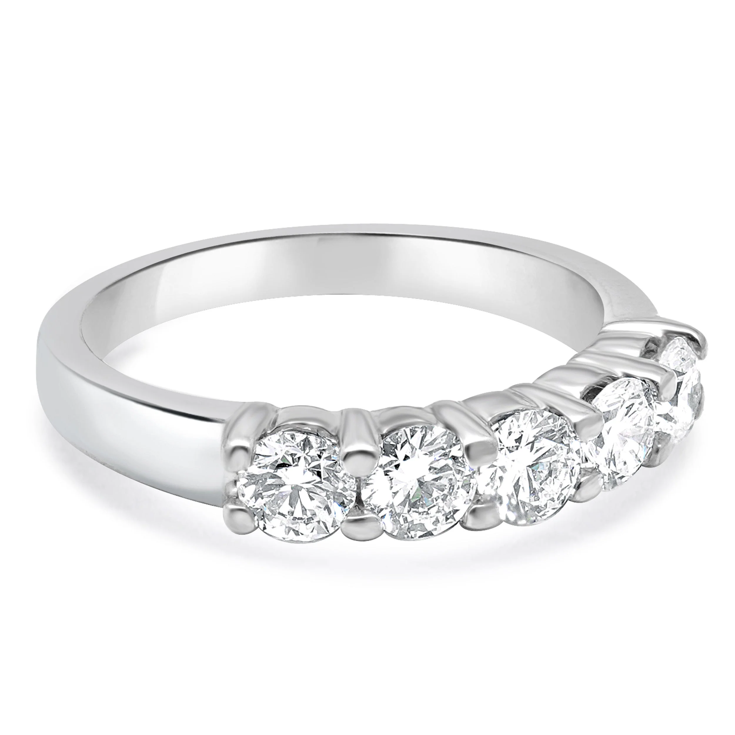 14 Karat White Gold Diamond 5 Stone Band - Image 4