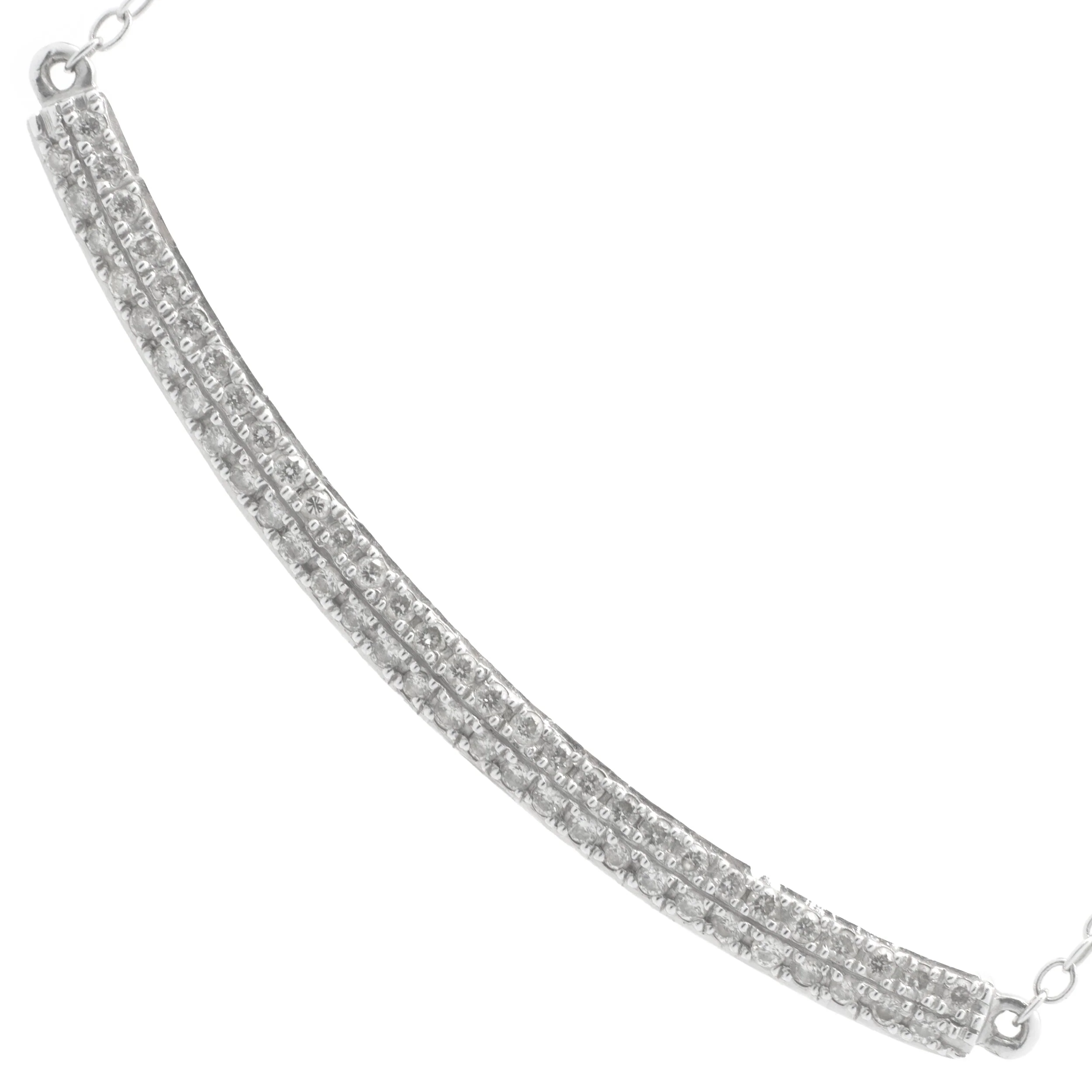 14 Karat White Gold Diamond Bar Necklace - Image 2