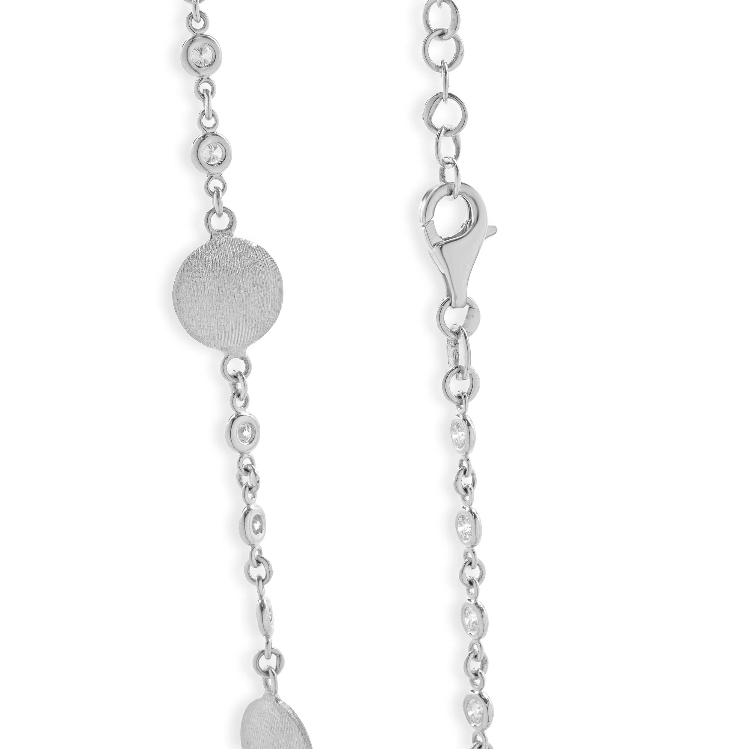 14 Karat White Gold Diamond By The Yard Gold Ball Necklace - Image 2