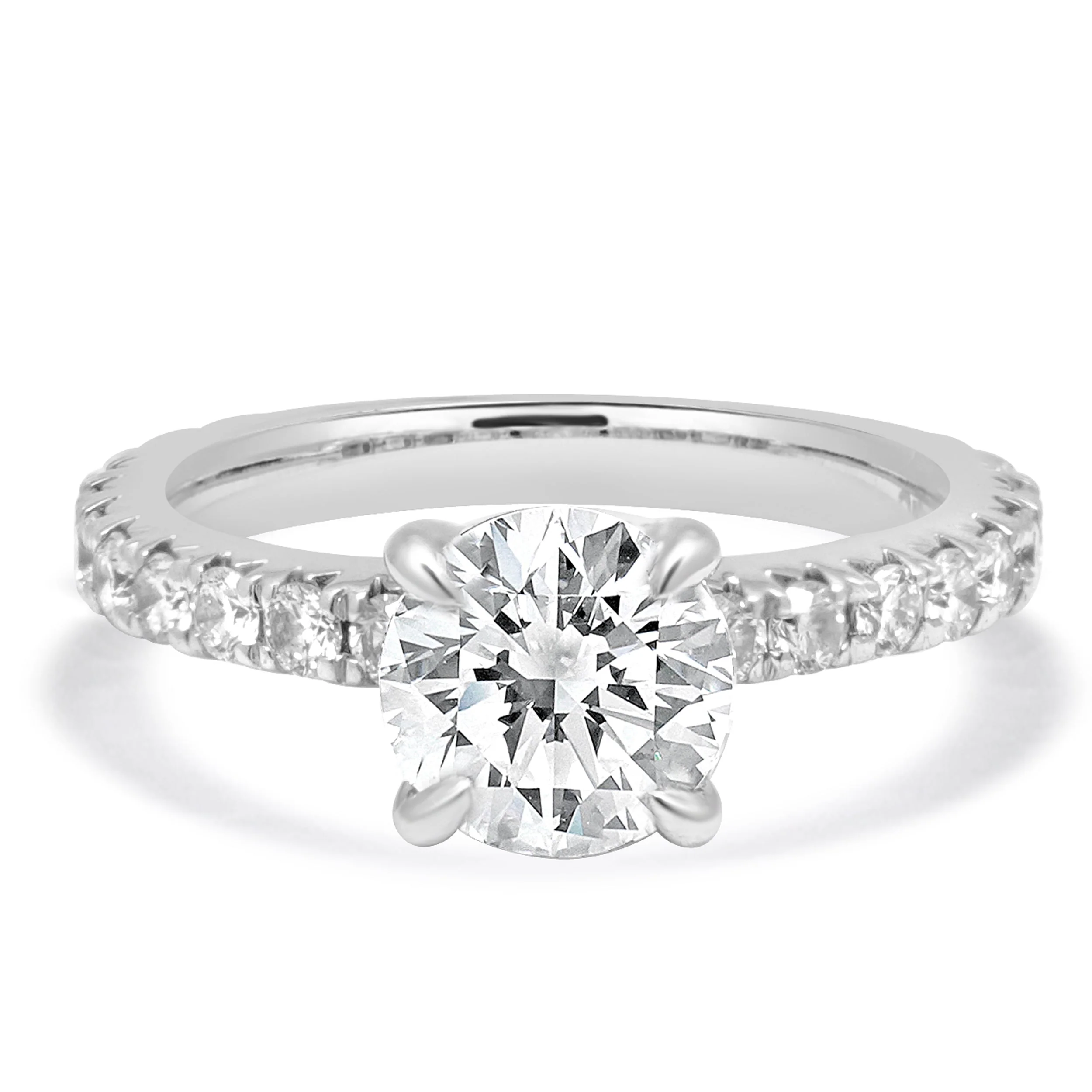14 Karat White Gold Diamond Engagement Ring w/Hidden Halo