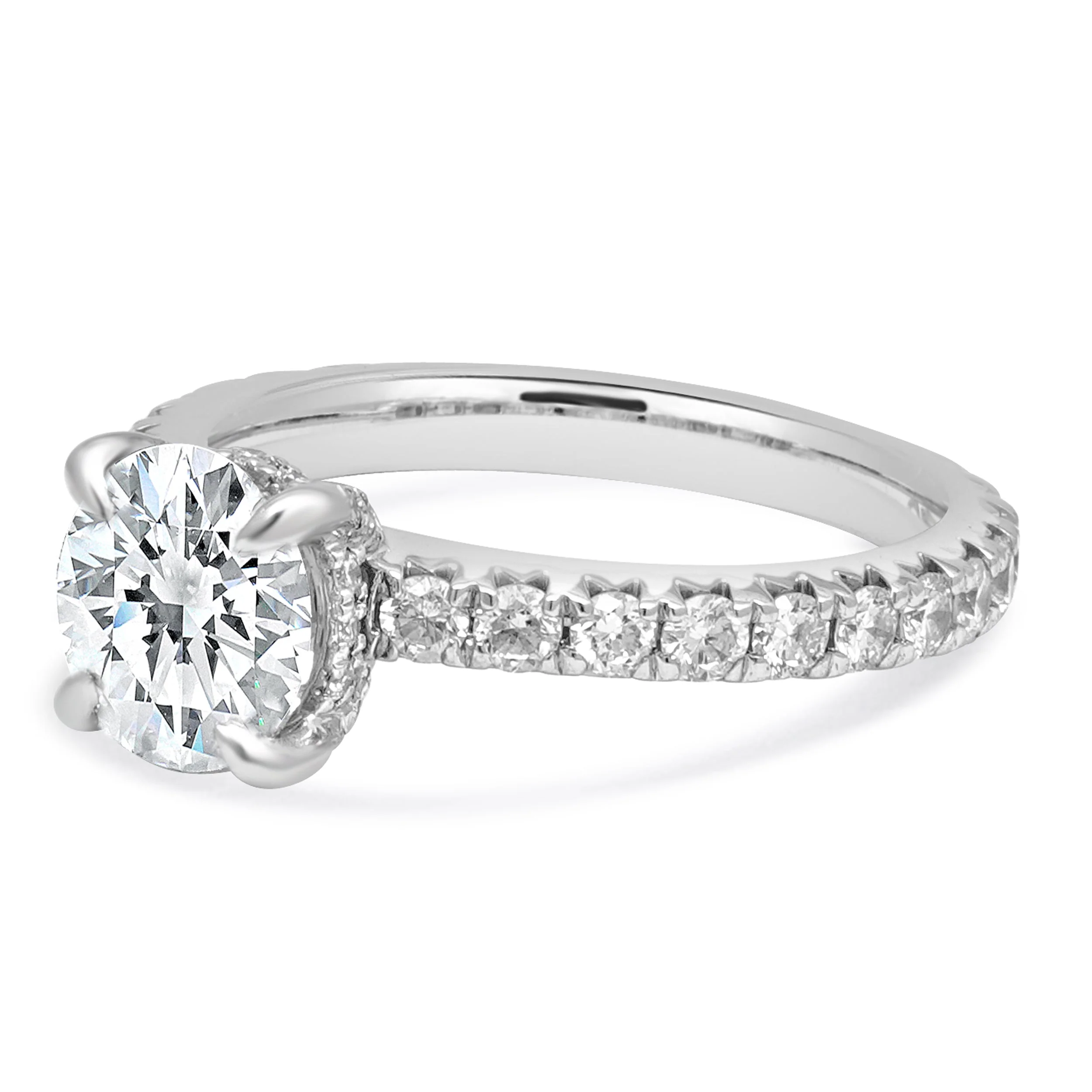 14 Karat White Gold Diamond Engagement Ring w/Hidden Halo - Image 3