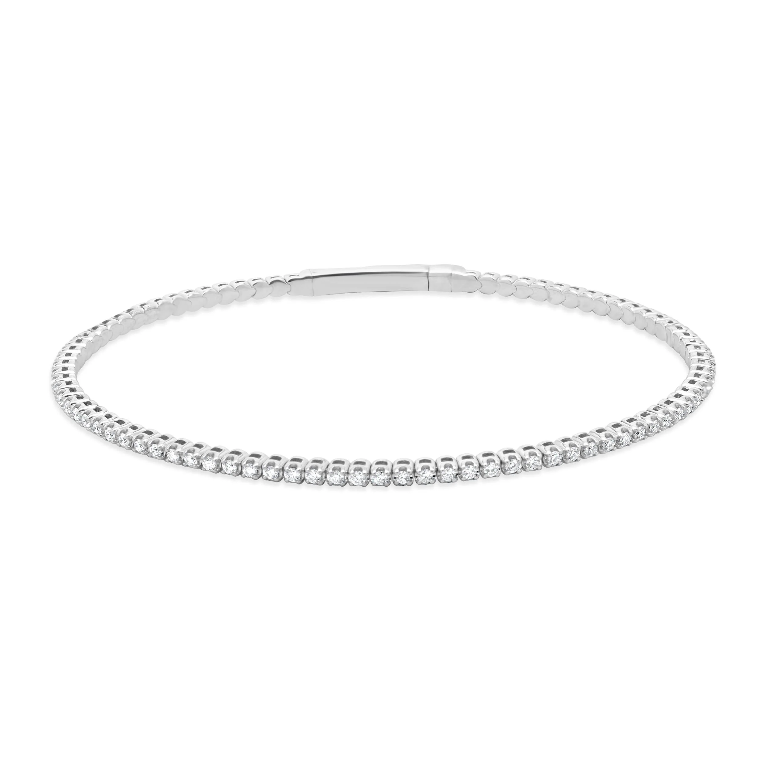 14 Karat White Gold Diamond Flex Bangle Bracelet