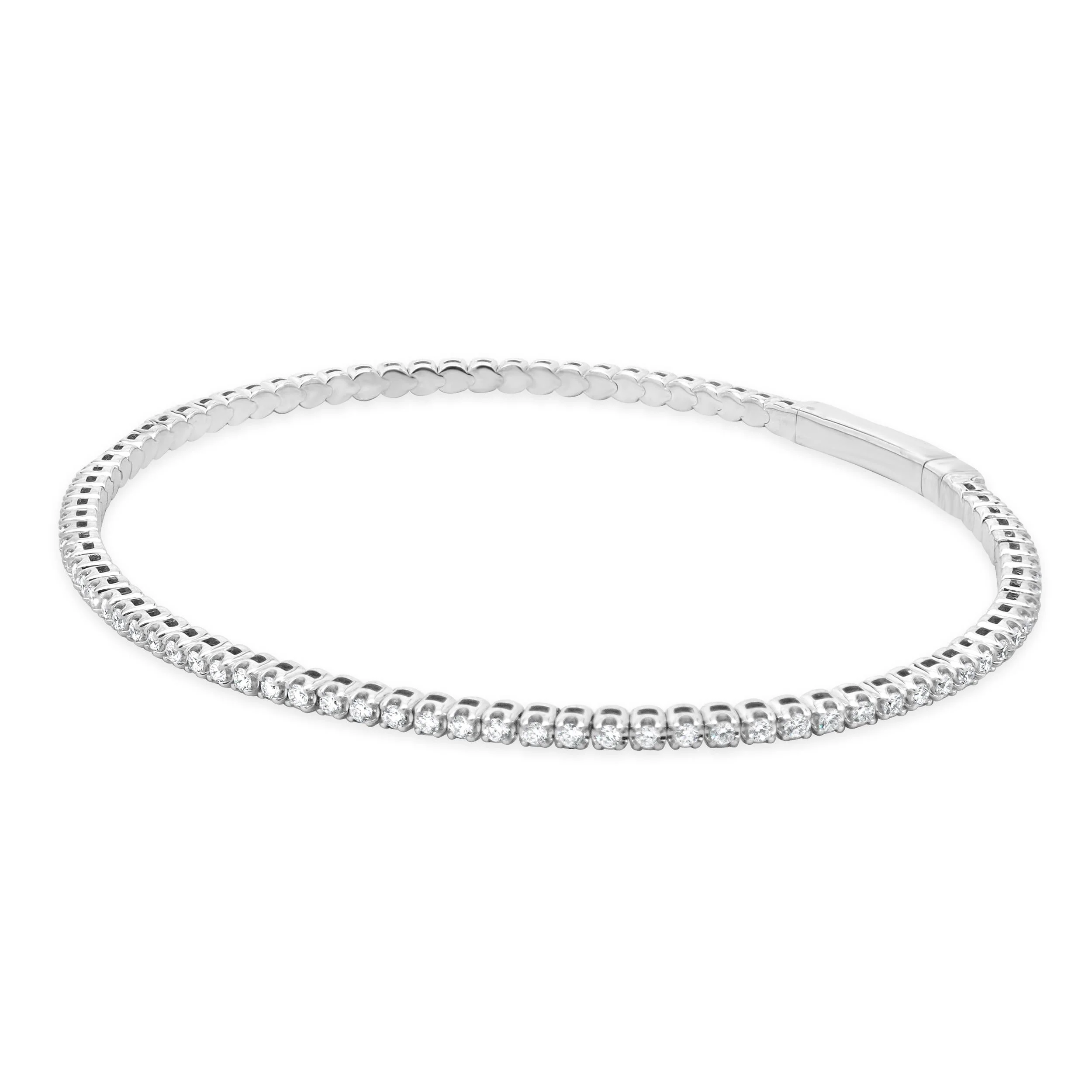 14 Karat White Gold Diamond Flex Bangle Bracelet - Image 2