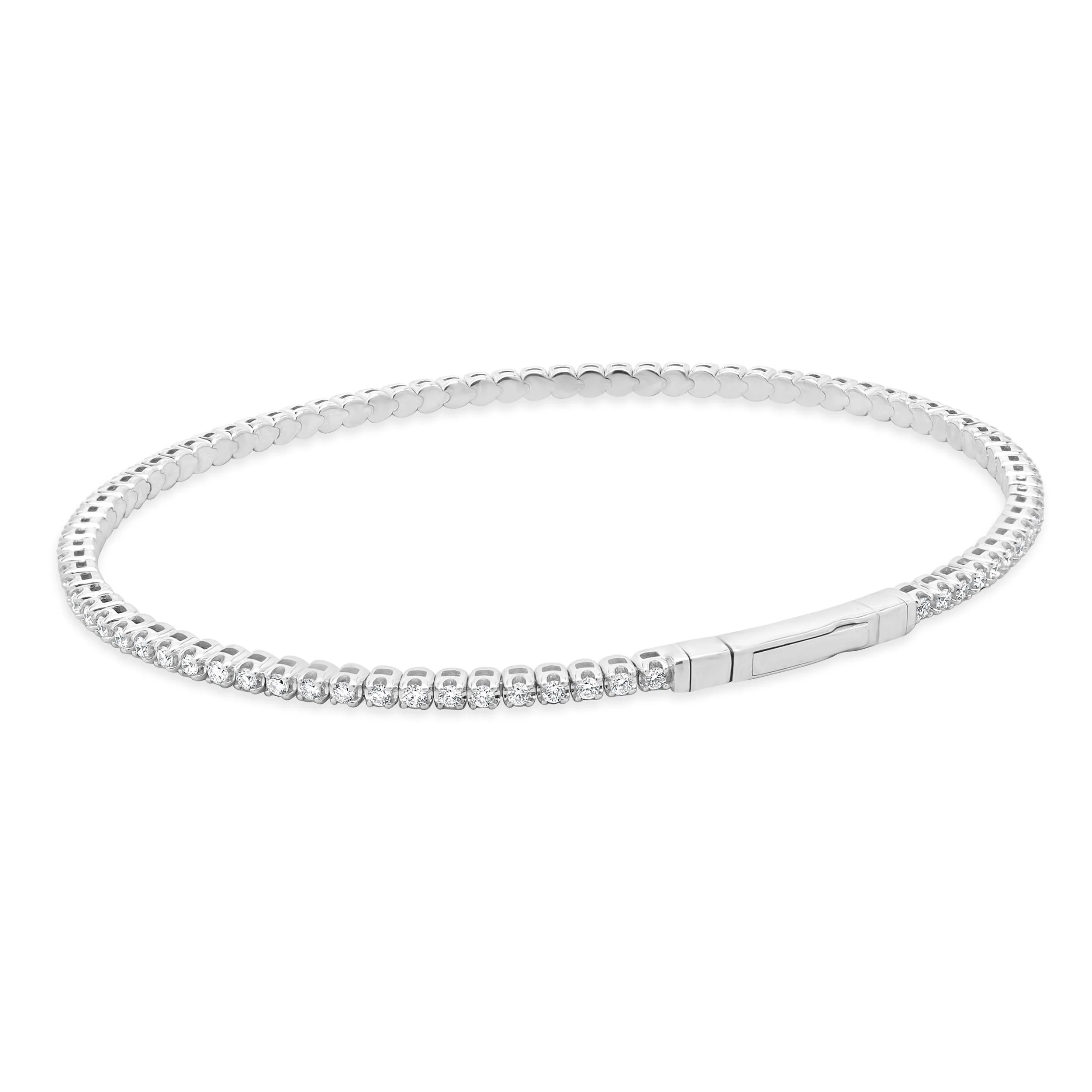 14 Karat White Gold Diamond Flex Bangle Bracelet - Image 3