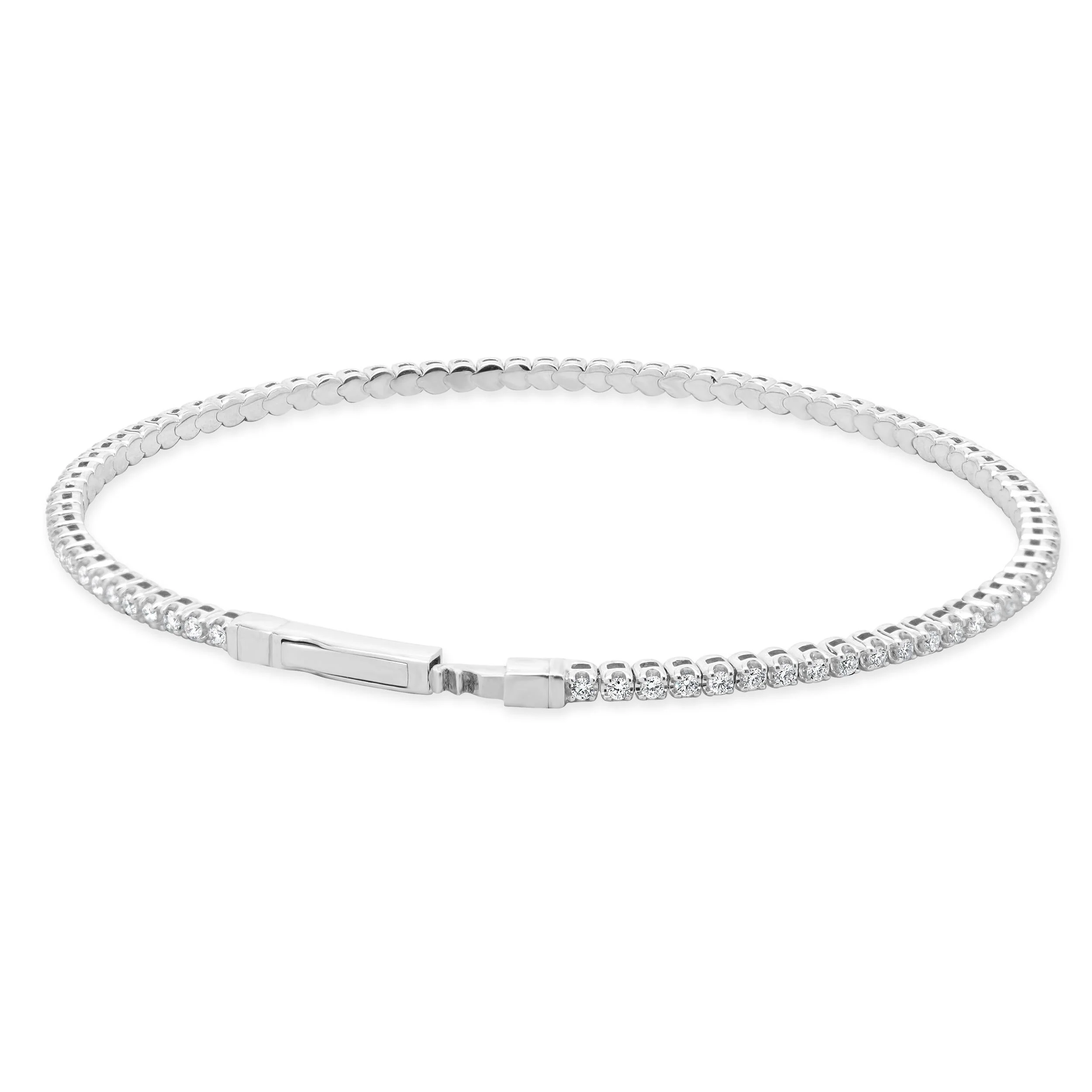 14 Karat White Gold Diamond Flex Bangle Bracelet - Image 4
