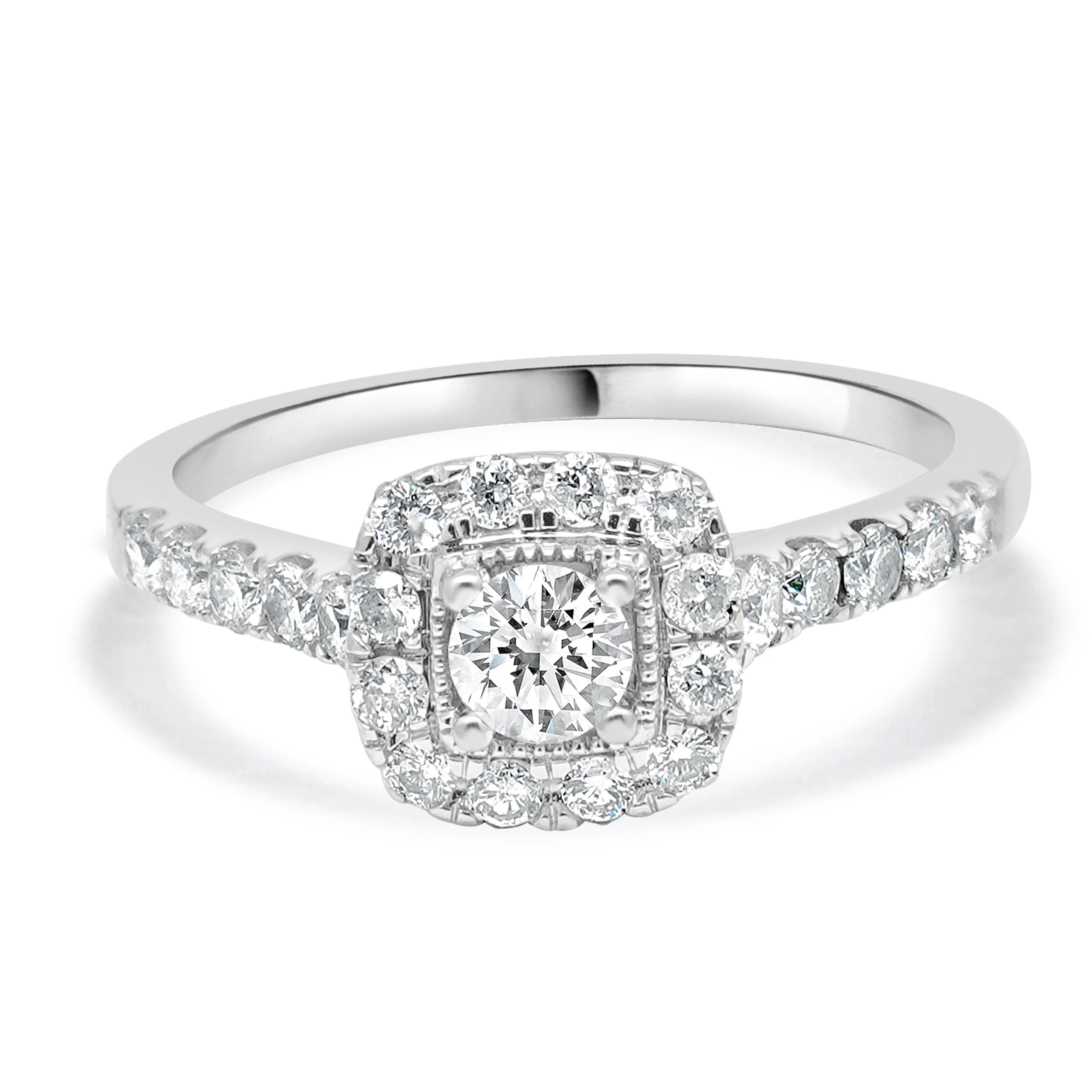 14 Karat White Gold Diamond Halo Engagement Ring