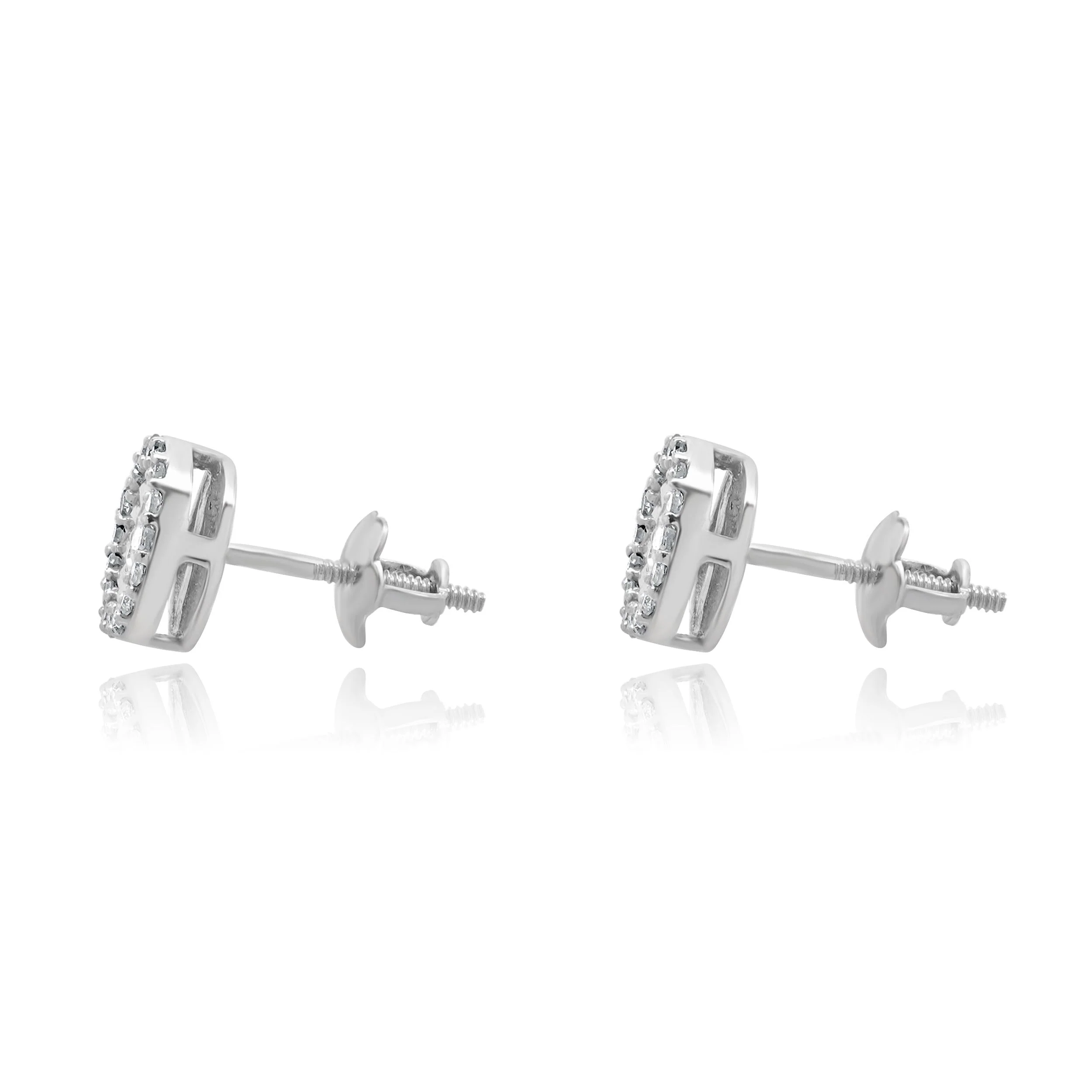 14 Karat White Gold Diamond Halo Stud Earrings - Image 2