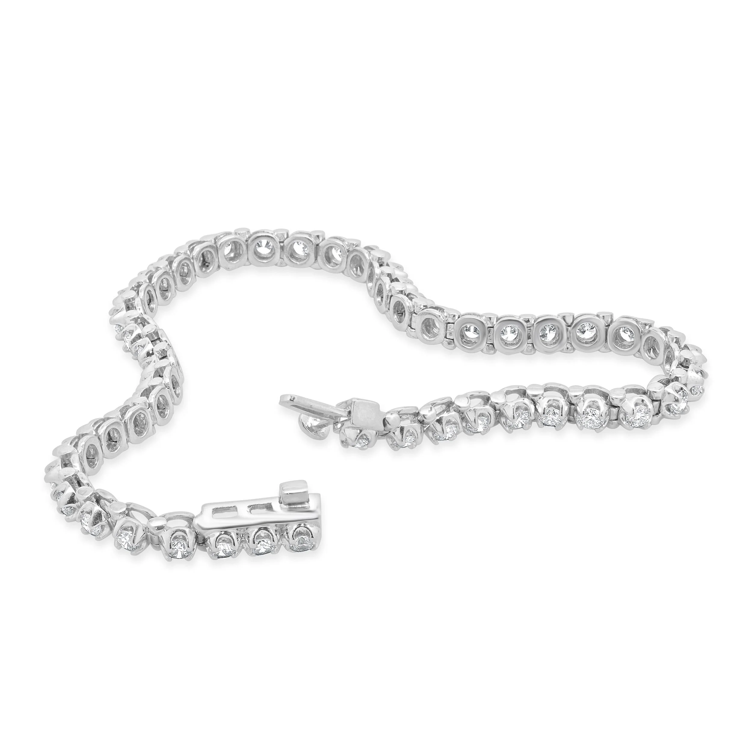 14 Karat White Gold Diamond Inline Tennis Bracelet - Image 2