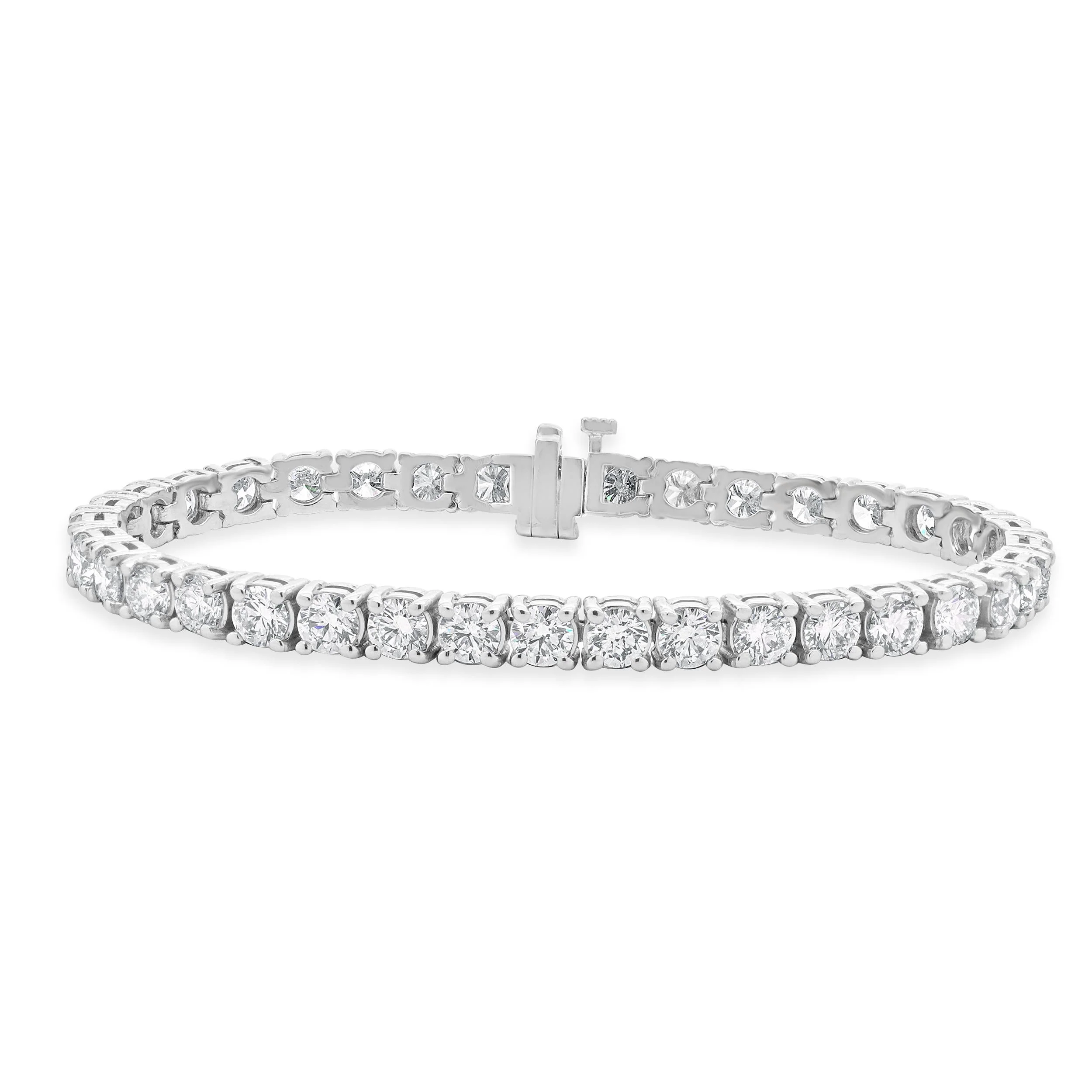 14 Karat White Gold Diamond Inline Tennis Bracelet