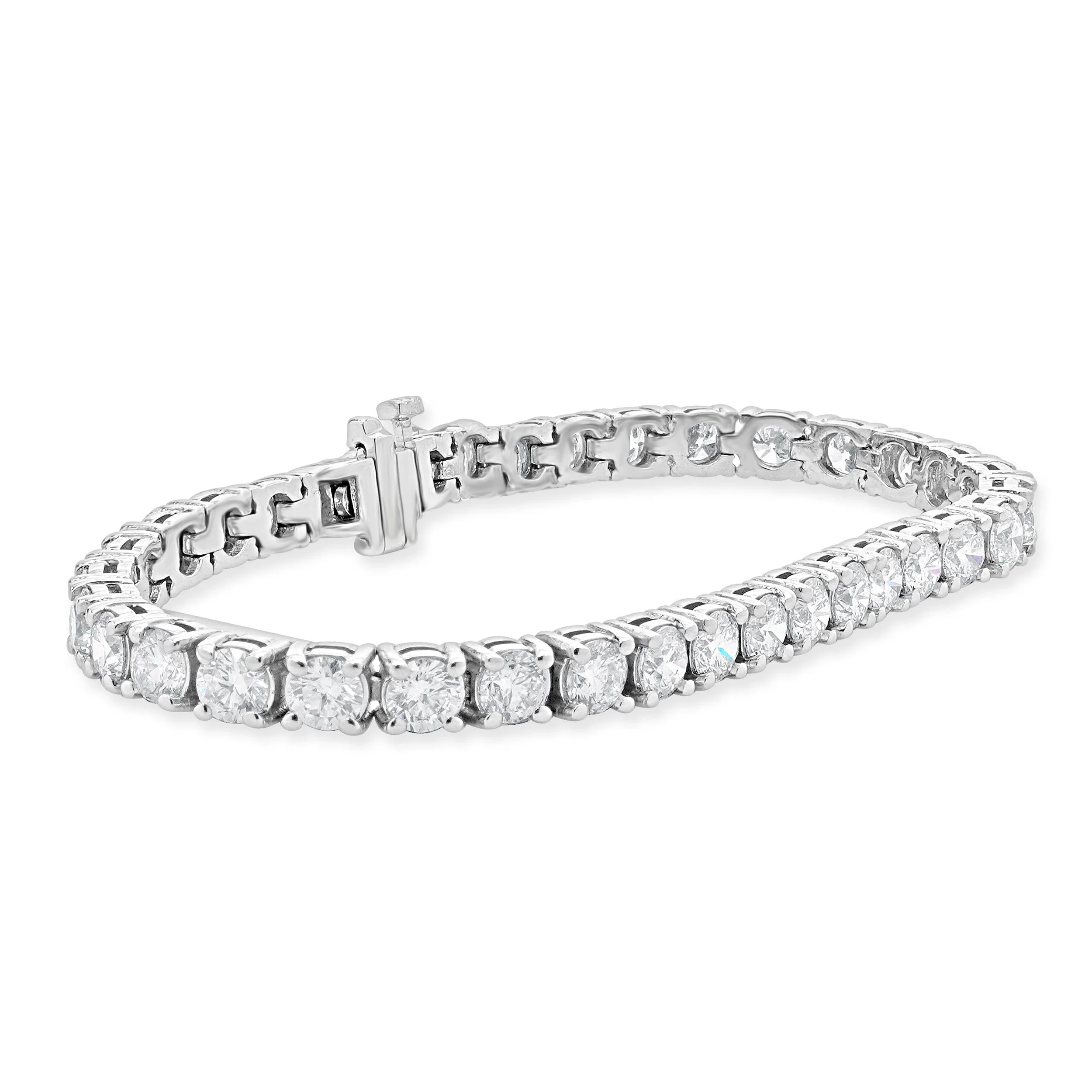 14 Karat White Gold Diamond Inline Tennis Bracelet - Image 2