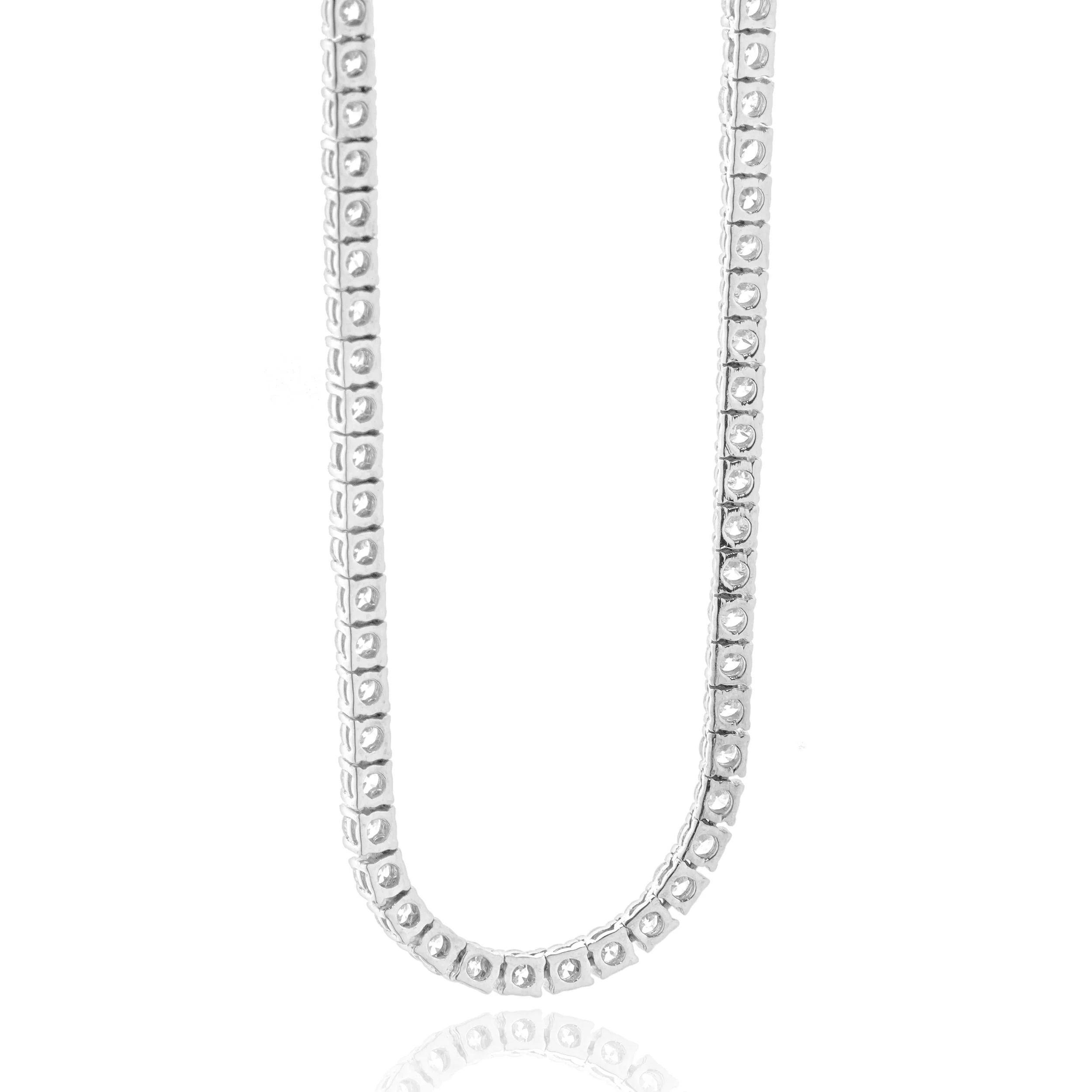 14 Karat White Gold Diamond Inline Tennis Necklace - Image 4