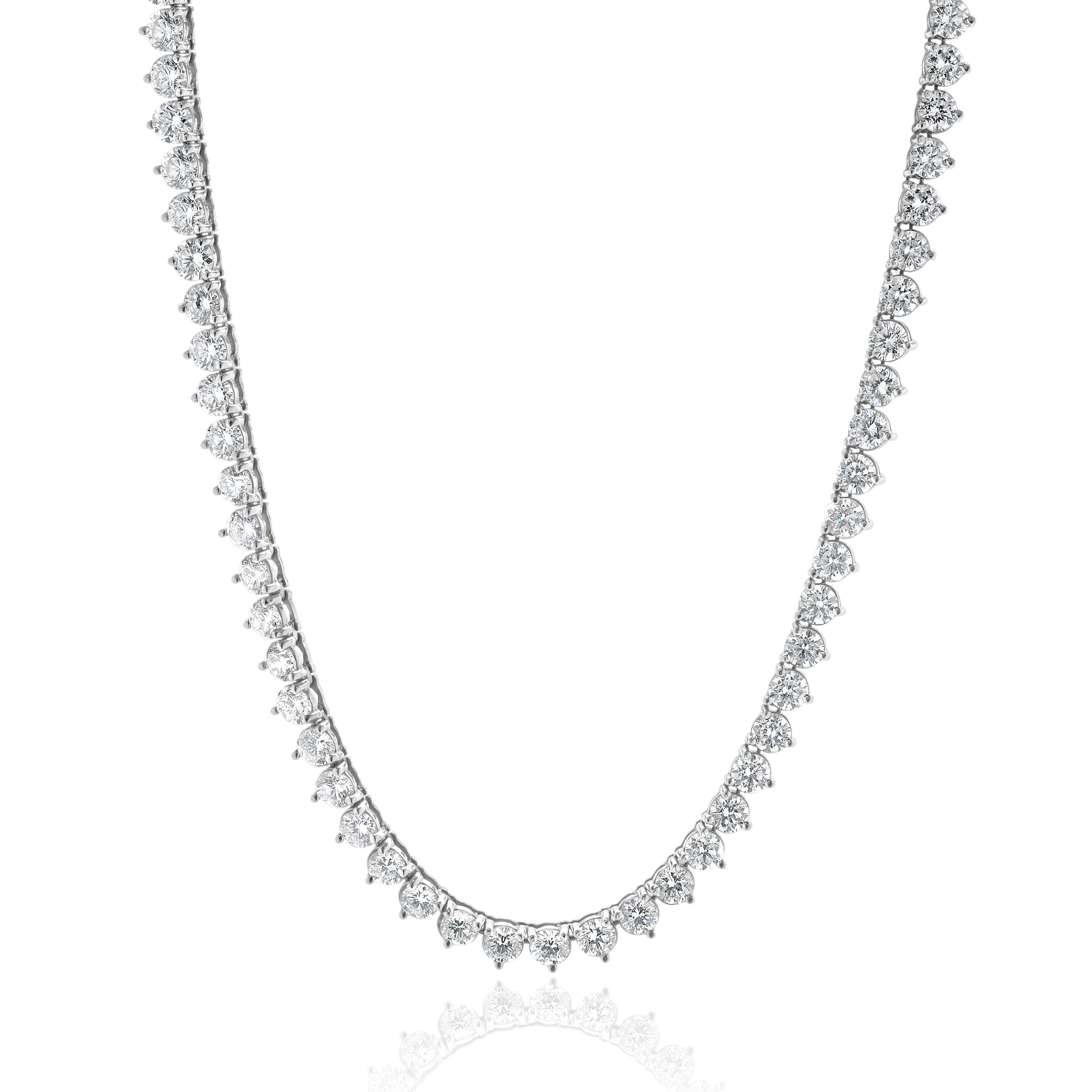 14 Karat White Gold Diamond Inline Tennis Necklace