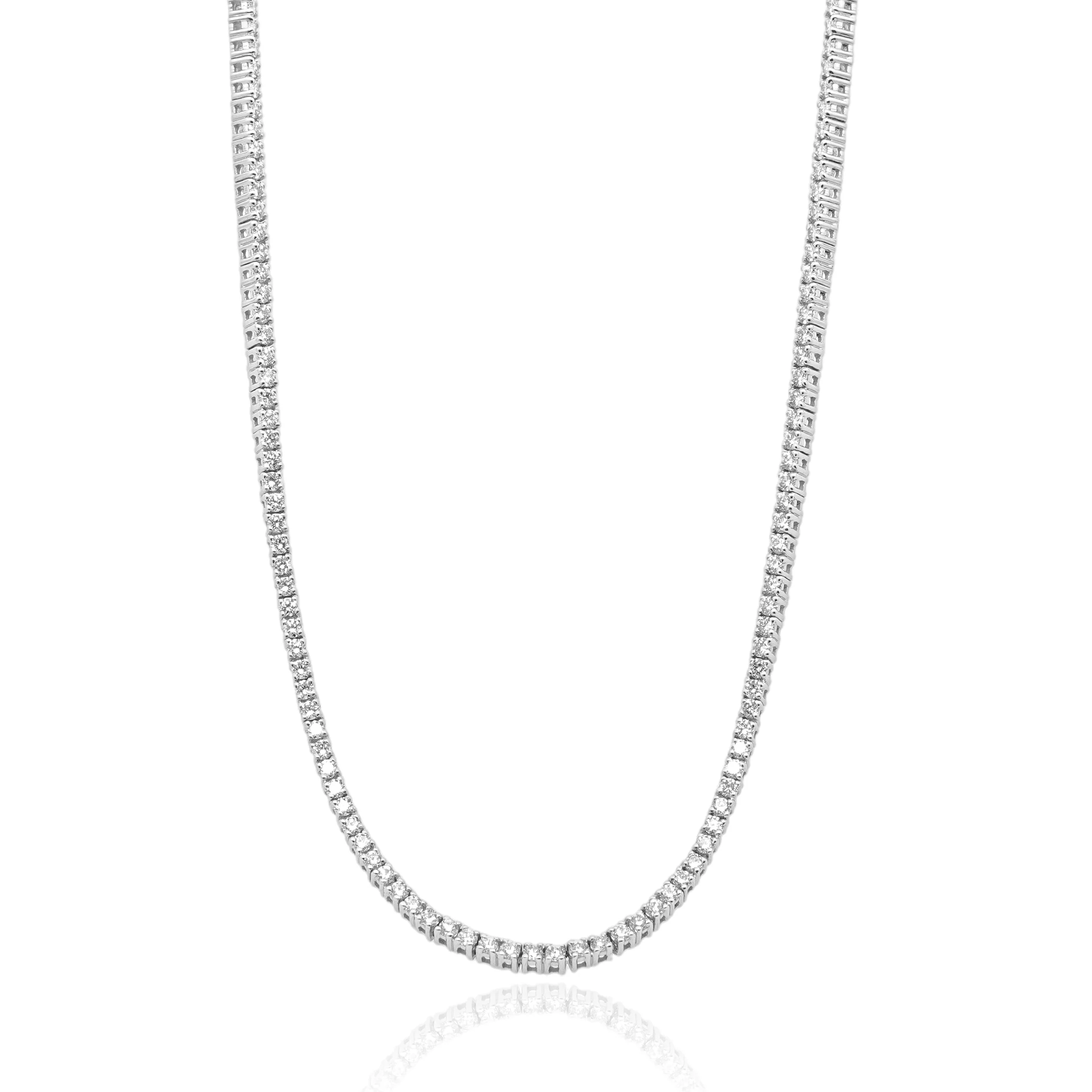 14 Karat White Gold Diamond Inline Tennis Necklace