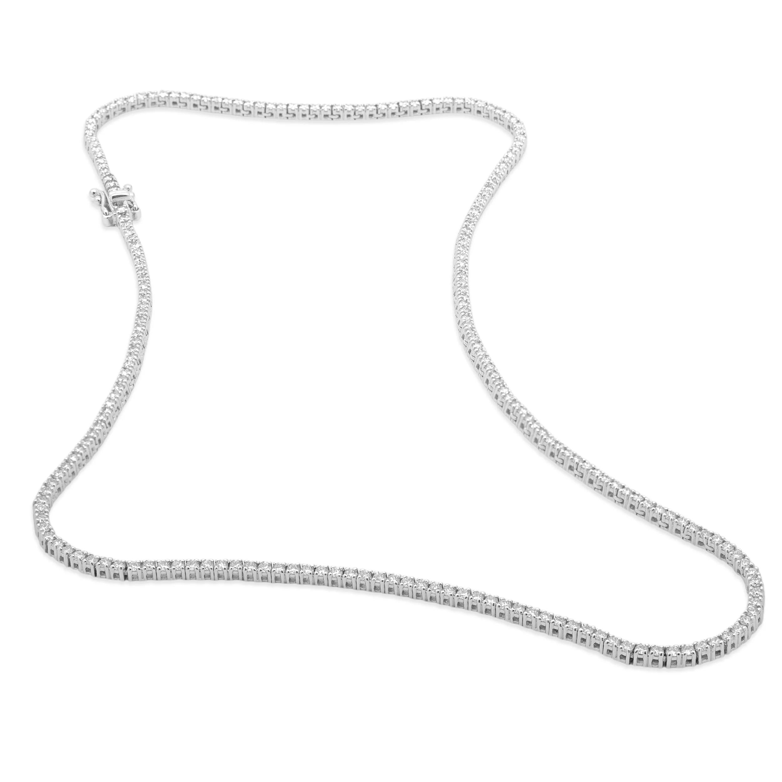 14 Karat White Gold Diamond Inline Tennis Necklace - Image 2