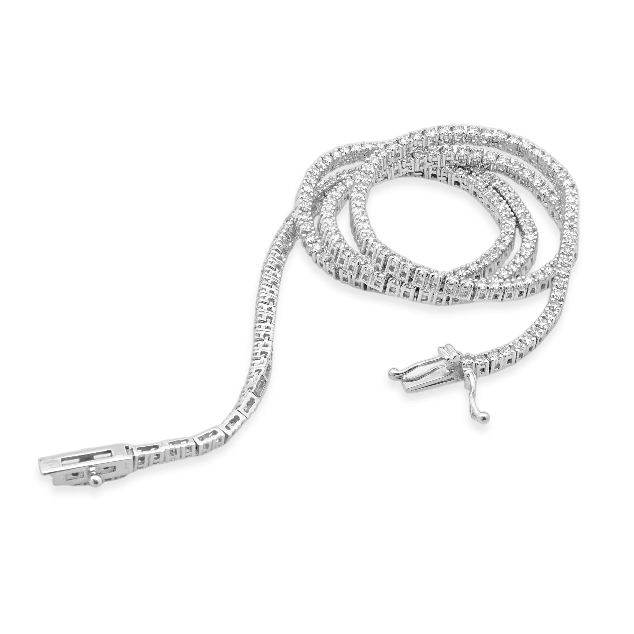 14 Karat White Gold Diamond Inline Tennis Necklace - Image 3