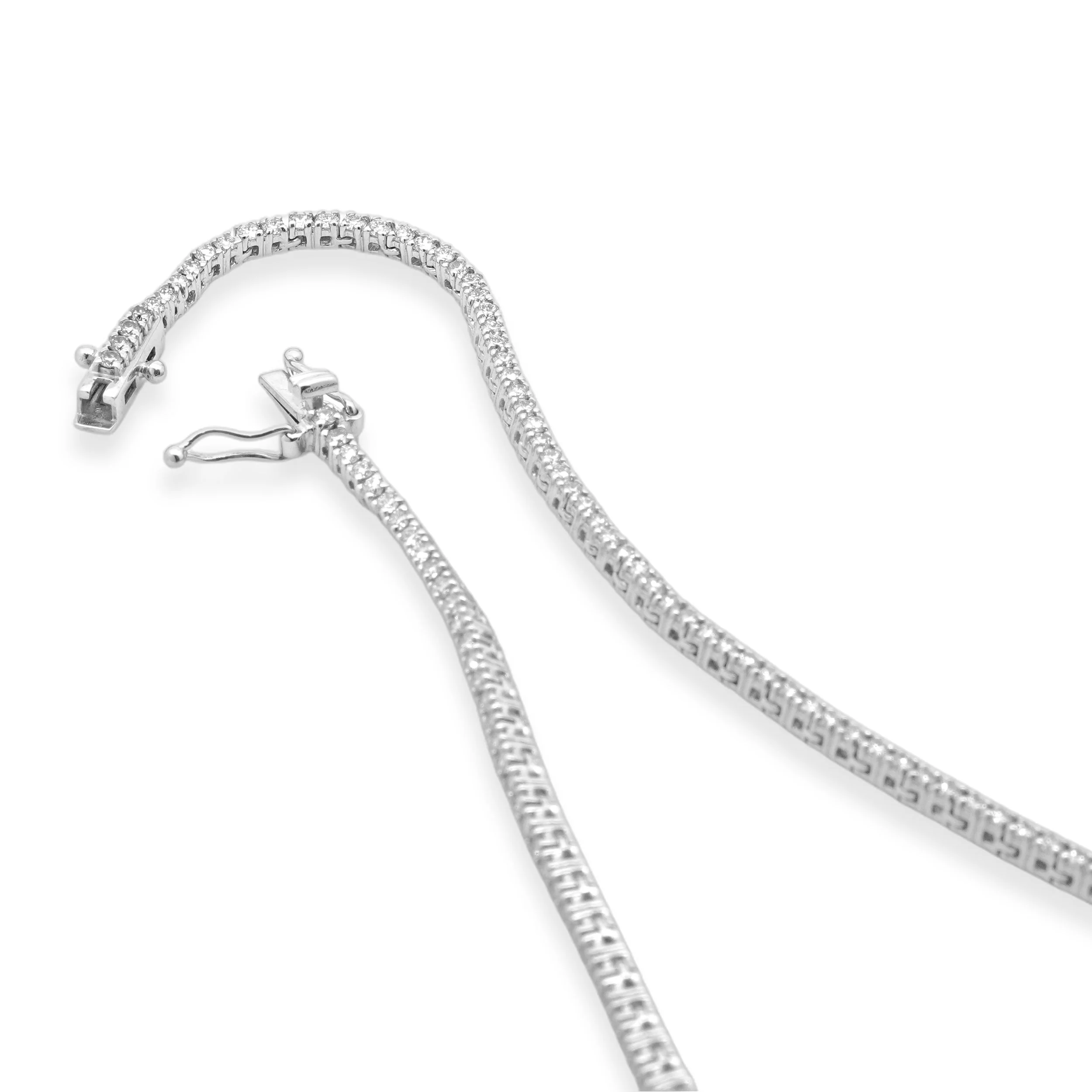 14 Karat White Gold Diamond Inline Tennis Necklace - Image 5