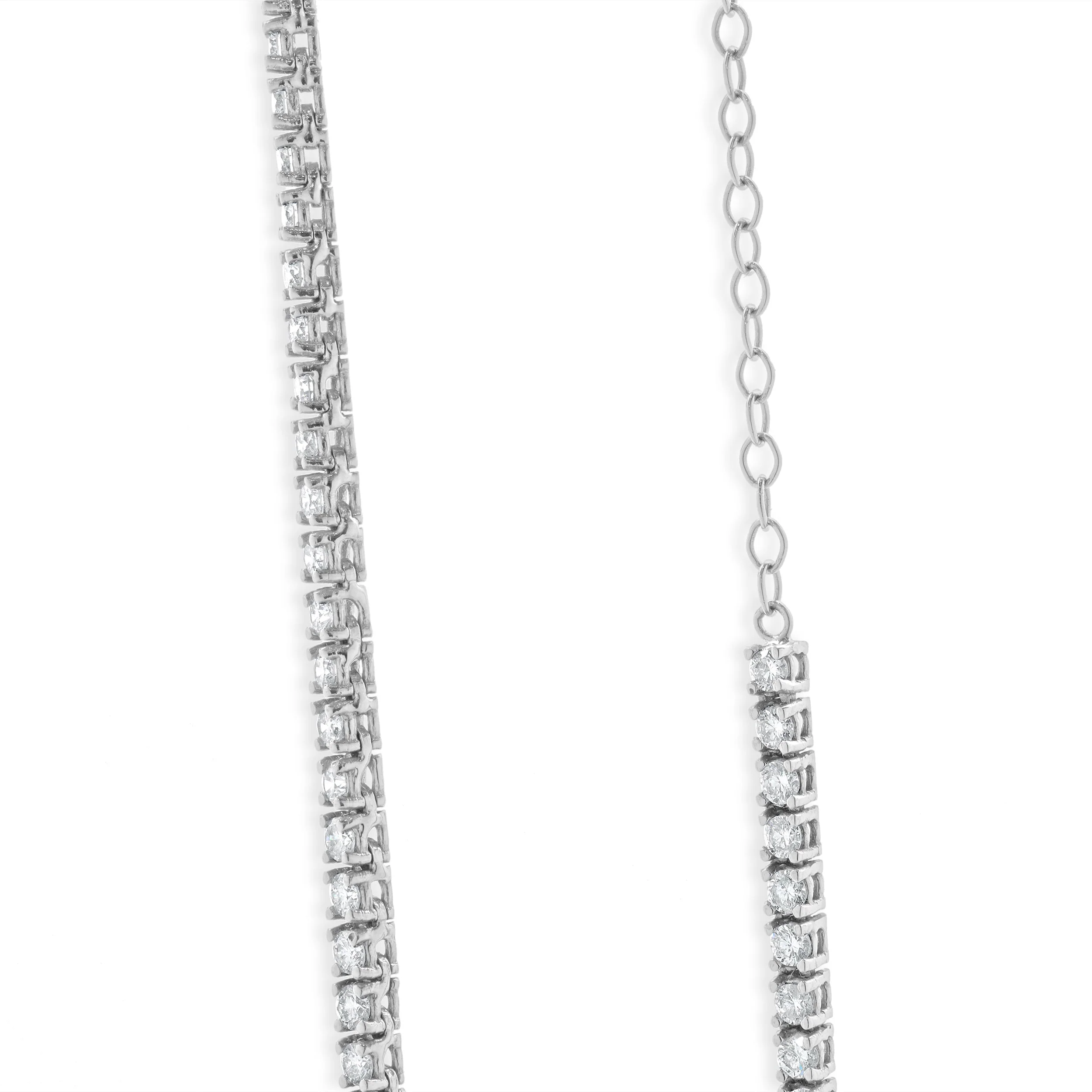 14 Karat White Gold Diamond Inline Tennis Necklace with Adjuster - Image 3